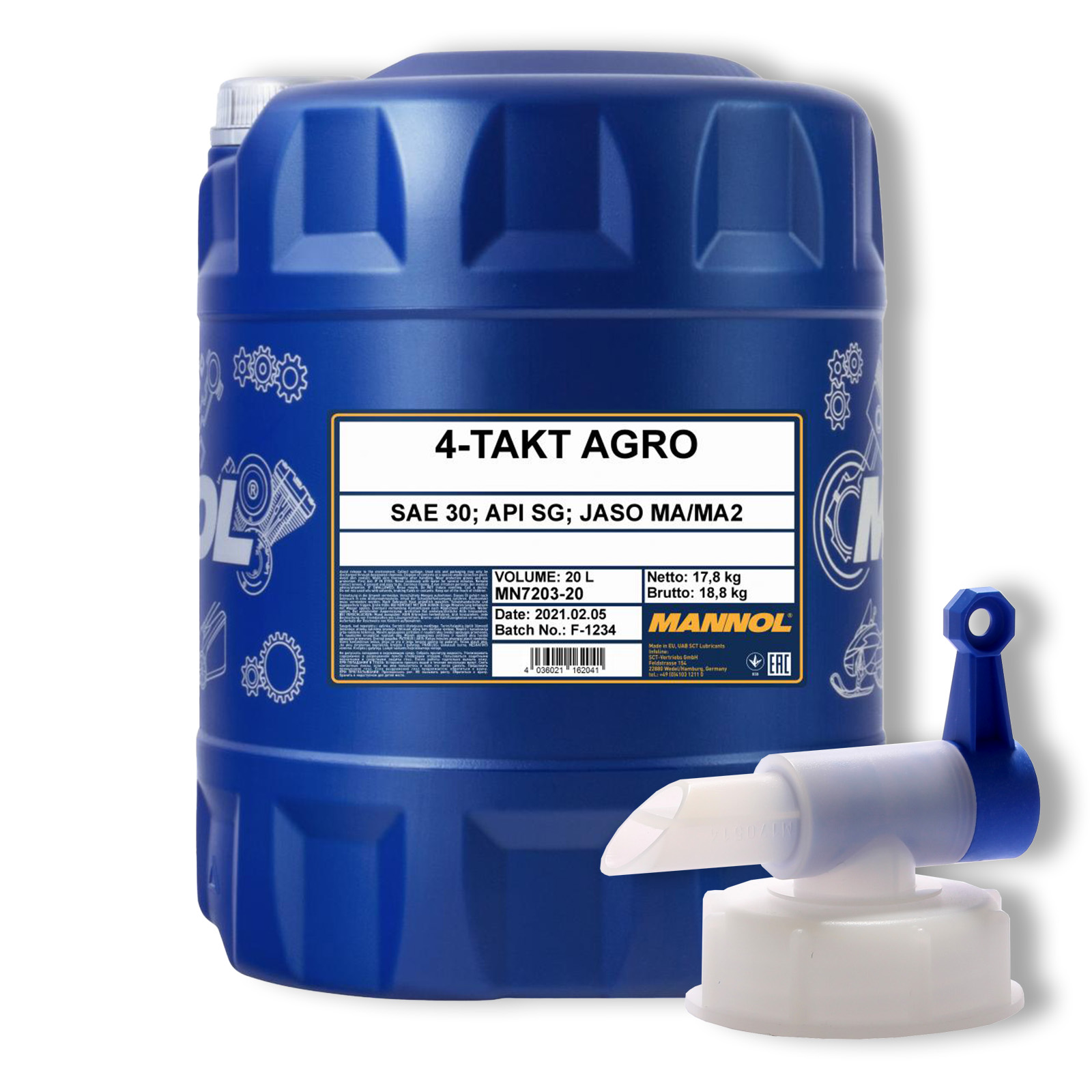 20L MANNOL 4-Takt Agro Motoröl Motorenöl Gartengeräte SAE 30 A...