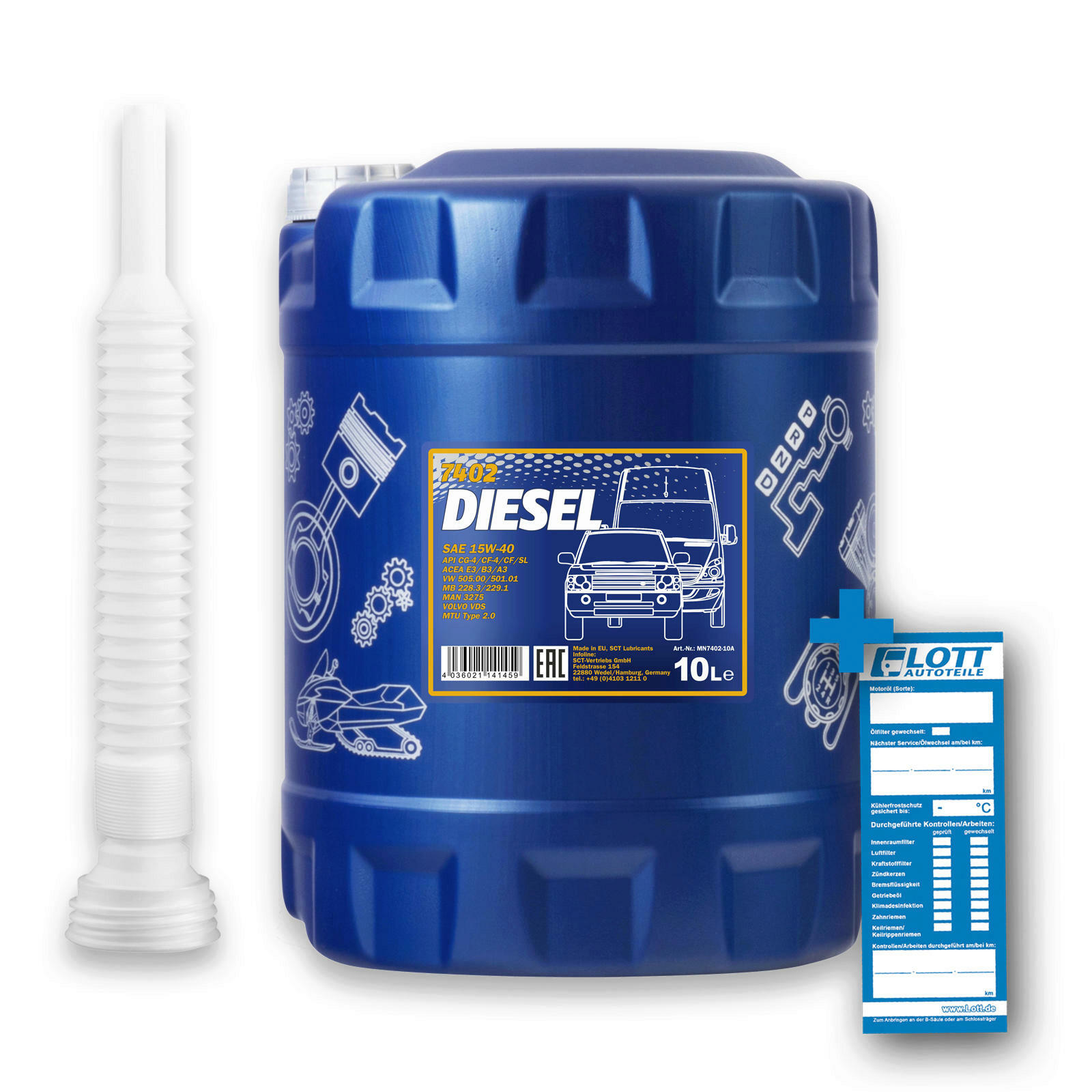 10L Mannol Diesel 15W-40 Universal API CF/SL Motoröl für passend f&...