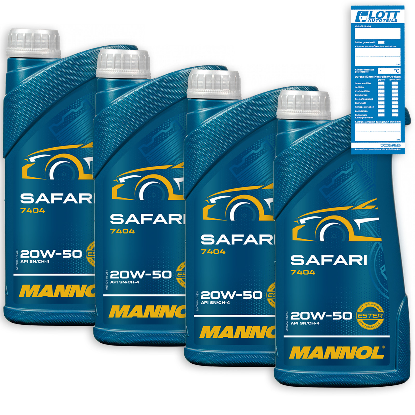 4x 1L Mannol Safari 20W-50 Motorenöl API SN/CH-4 20W50 Universal ÖL für Oldtimer
