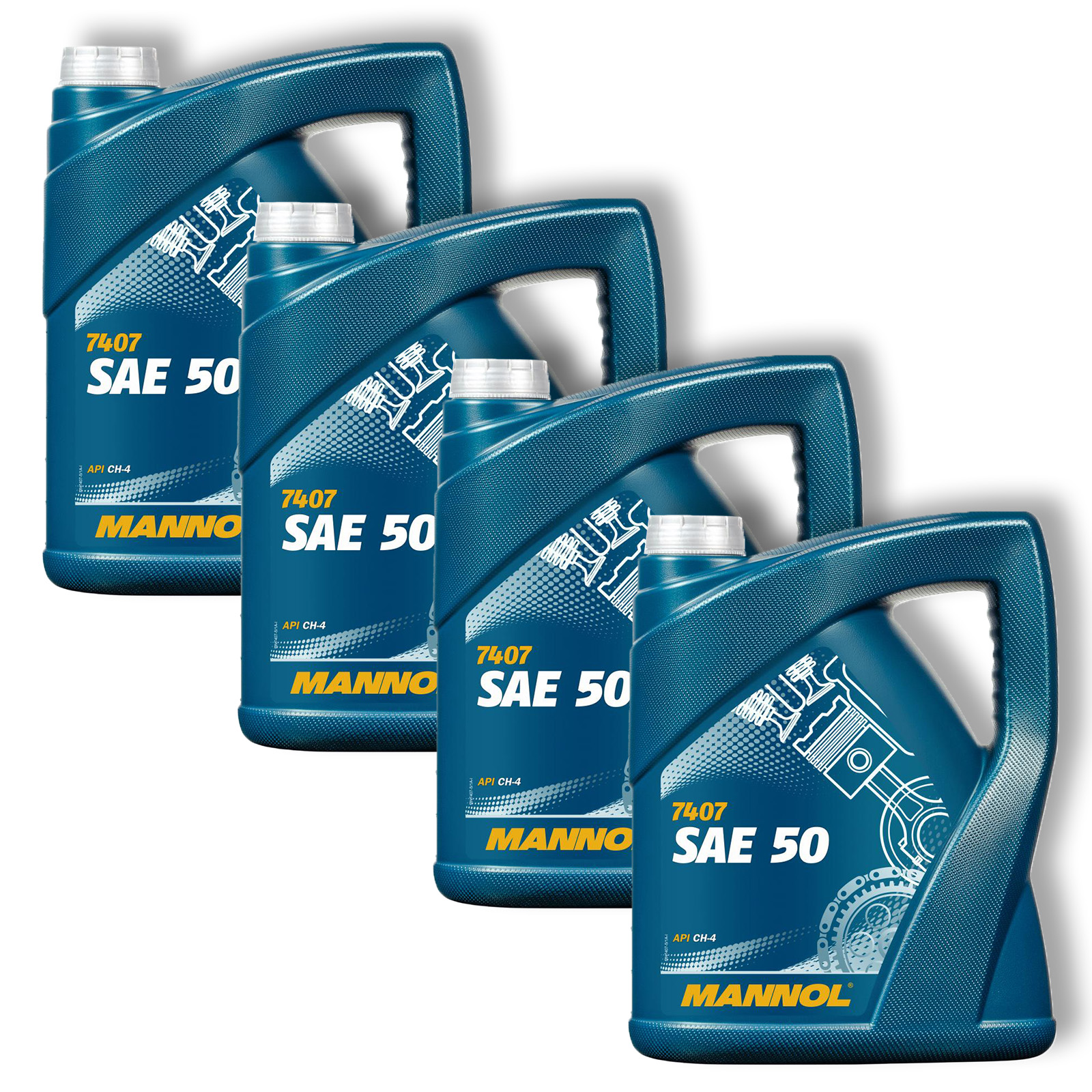 4x 5L Mannol Motoröl MN7407-5 SAE 50 API CH-4 Einbereichsmotoröl Mi...