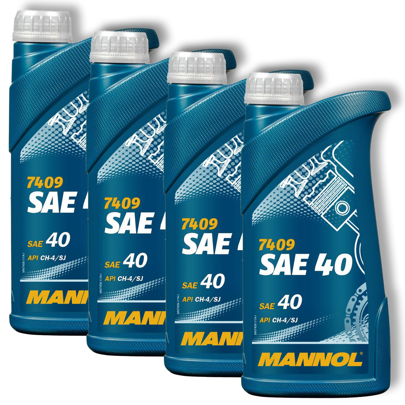 4x 1L MANNOL SAE 40 Motoröl API CH-4/SJ Einbereichsöl für hohe...
