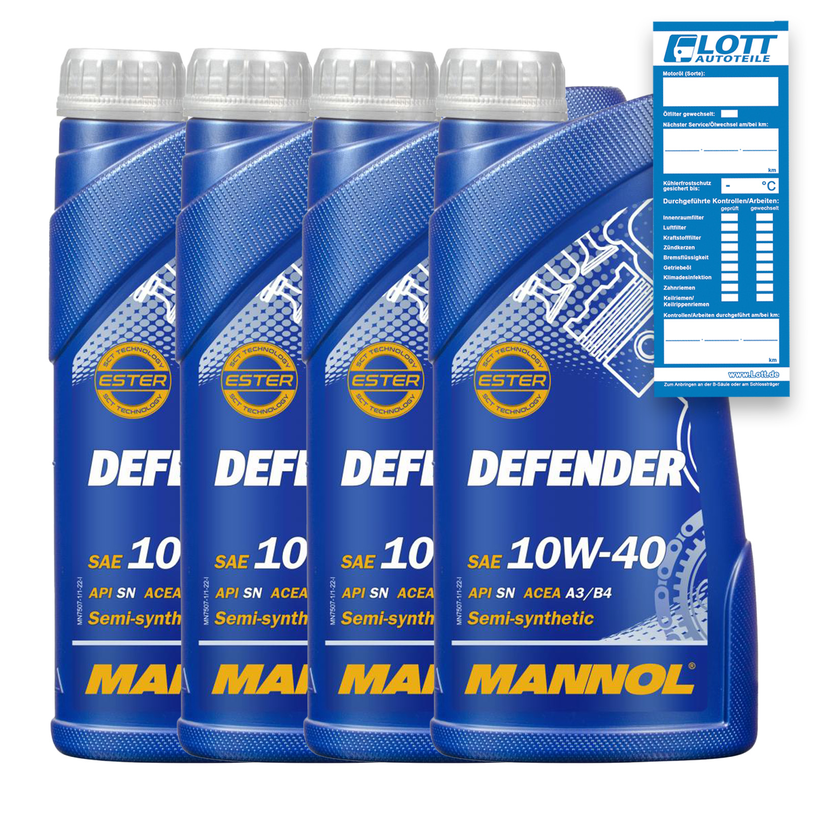 4x 1L Mannol Defender 10W40 Motoröl VW 502.00 505.00 MB 229.1 229.3 PSA B71 2294