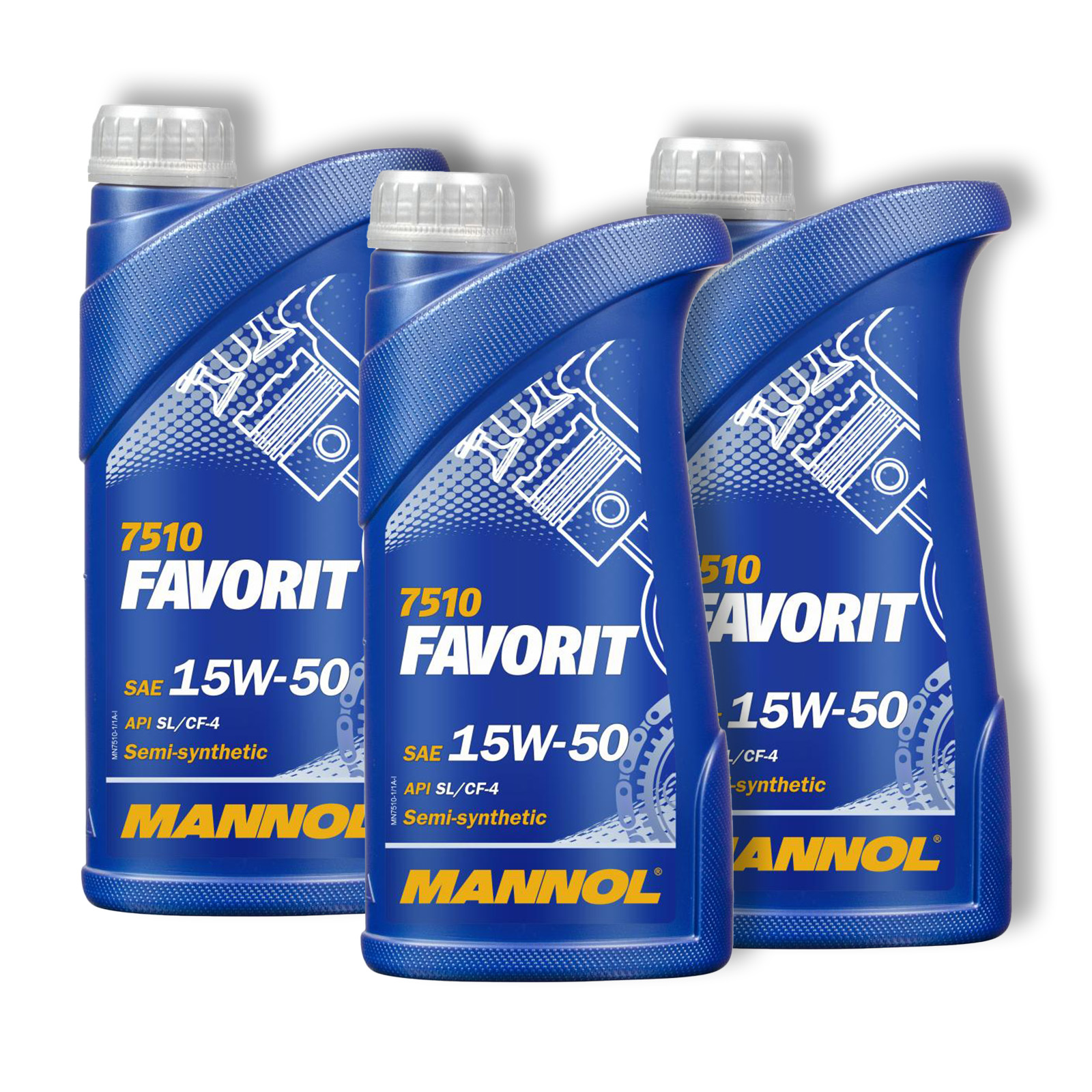 3x 1L Mannol Favorit 15W-50 Motoröl API SL/CF-4 passend für VW 501....