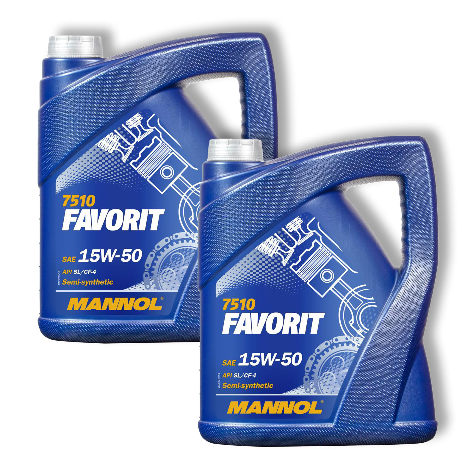 2x 5L Mannol Favorit 15W-50 Motor&ouml;l API SL/CF-4 passend f&uuml;r VW 501.01 505.00 MB 228.1 229.1