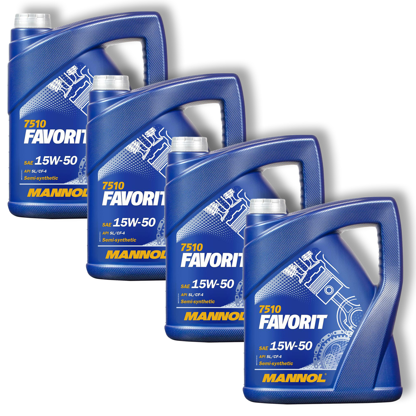 4x 5L Mannol Favorit 15W-50 Motoröl API SL/CF-4 passend für VW 501.01 505.00 MB 228.1 229.1