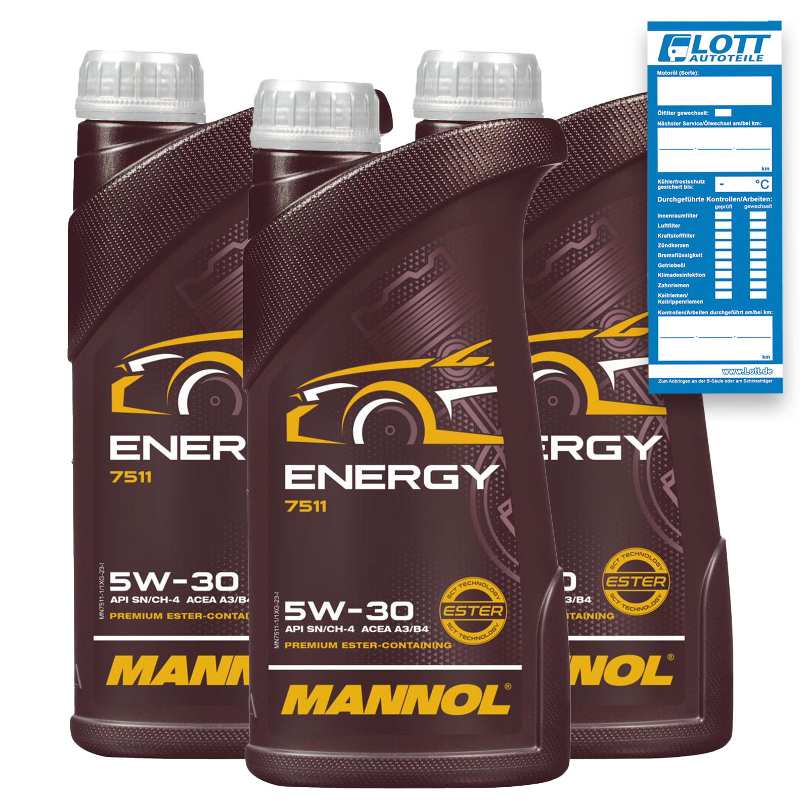 3x 1L Mannol Energy 5W-30 Motoren&ouml;l passend f&uuml;r VW 502.00 5...