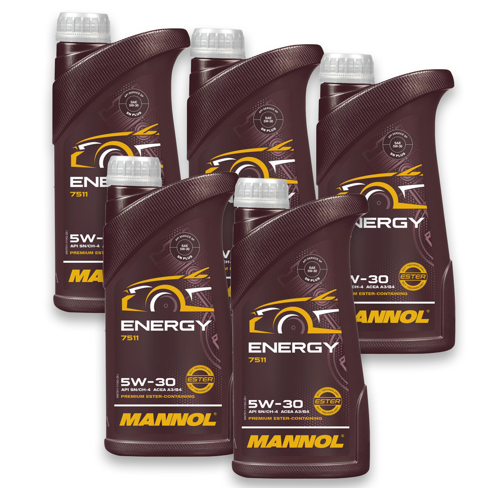 5x 1L Mannol Energy 5W-30 Motor&ouml;l passend f&uuml;r VW 502.00 505.00 MB 229.3 ACEA B3