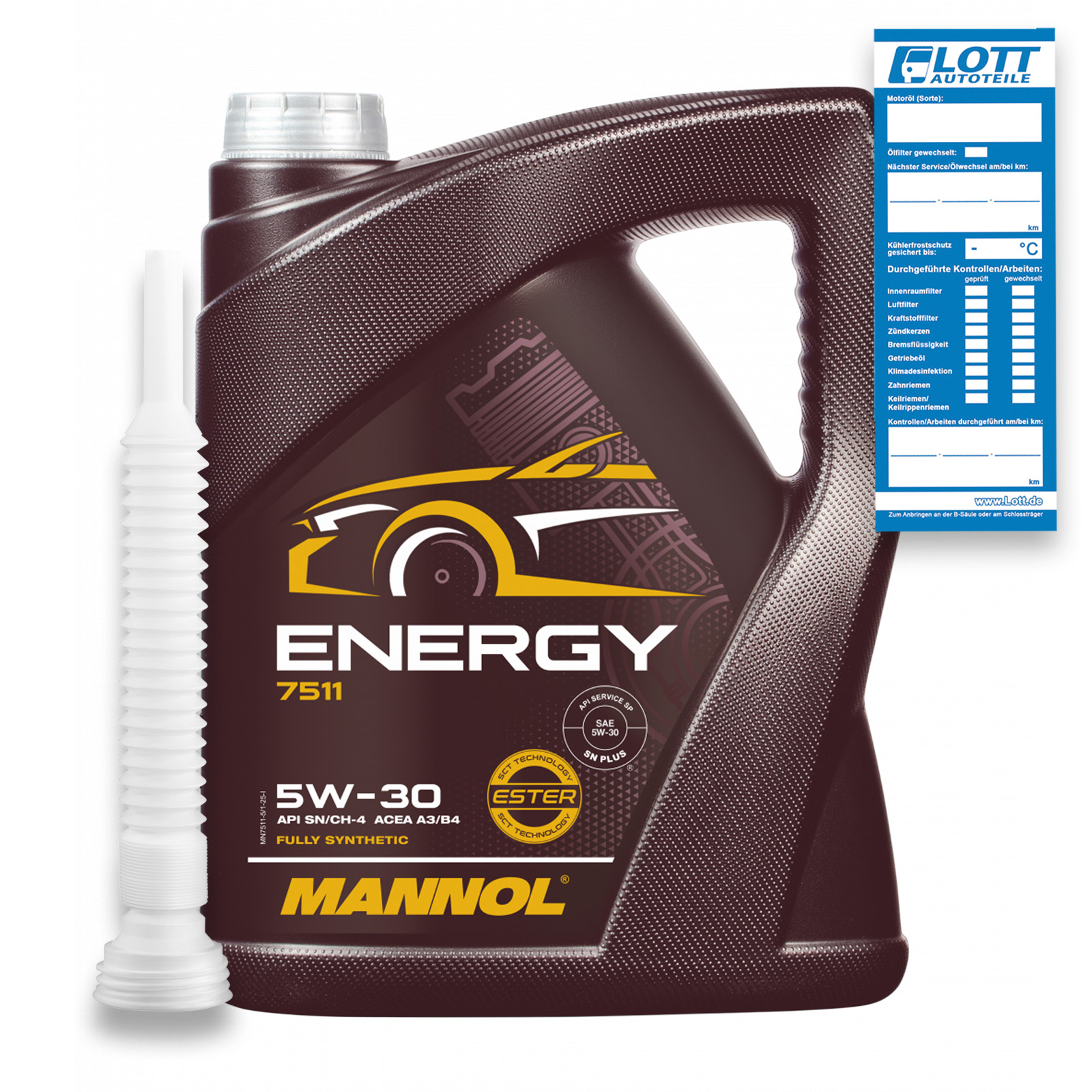 5L Mannol Energy 5W-30 Motoröl passend für VW 502.00 505.00 MB 229.3 ACEA A3 B3 + Schlauch