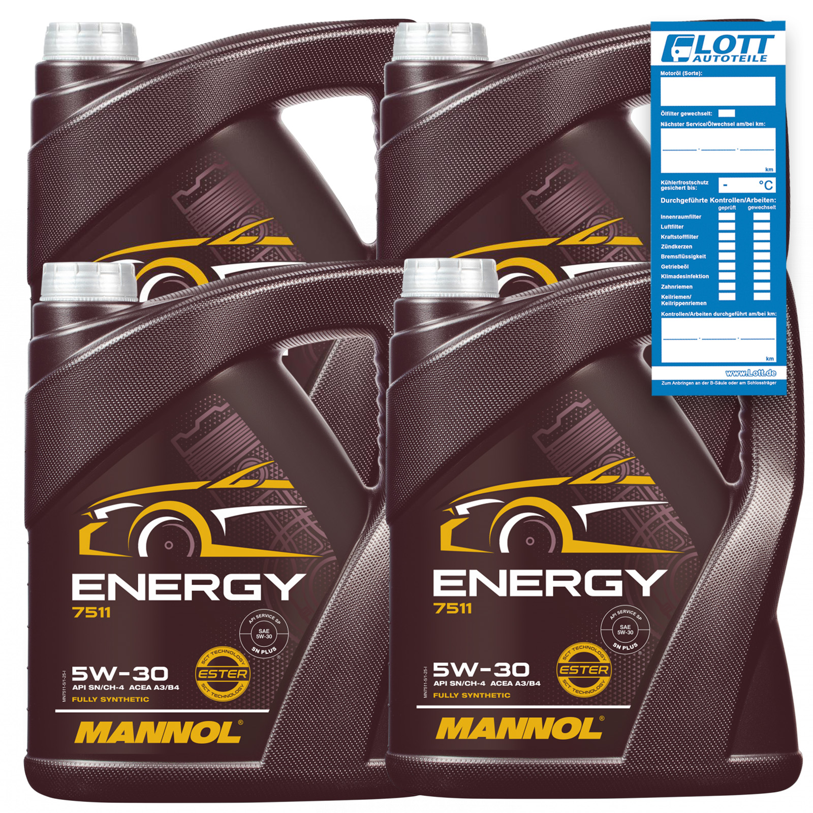 4x 5L Mannol Energy 5W-30 Motoröl passend VW 502.00 505.00 MB 229.3 ACEA A3 B3