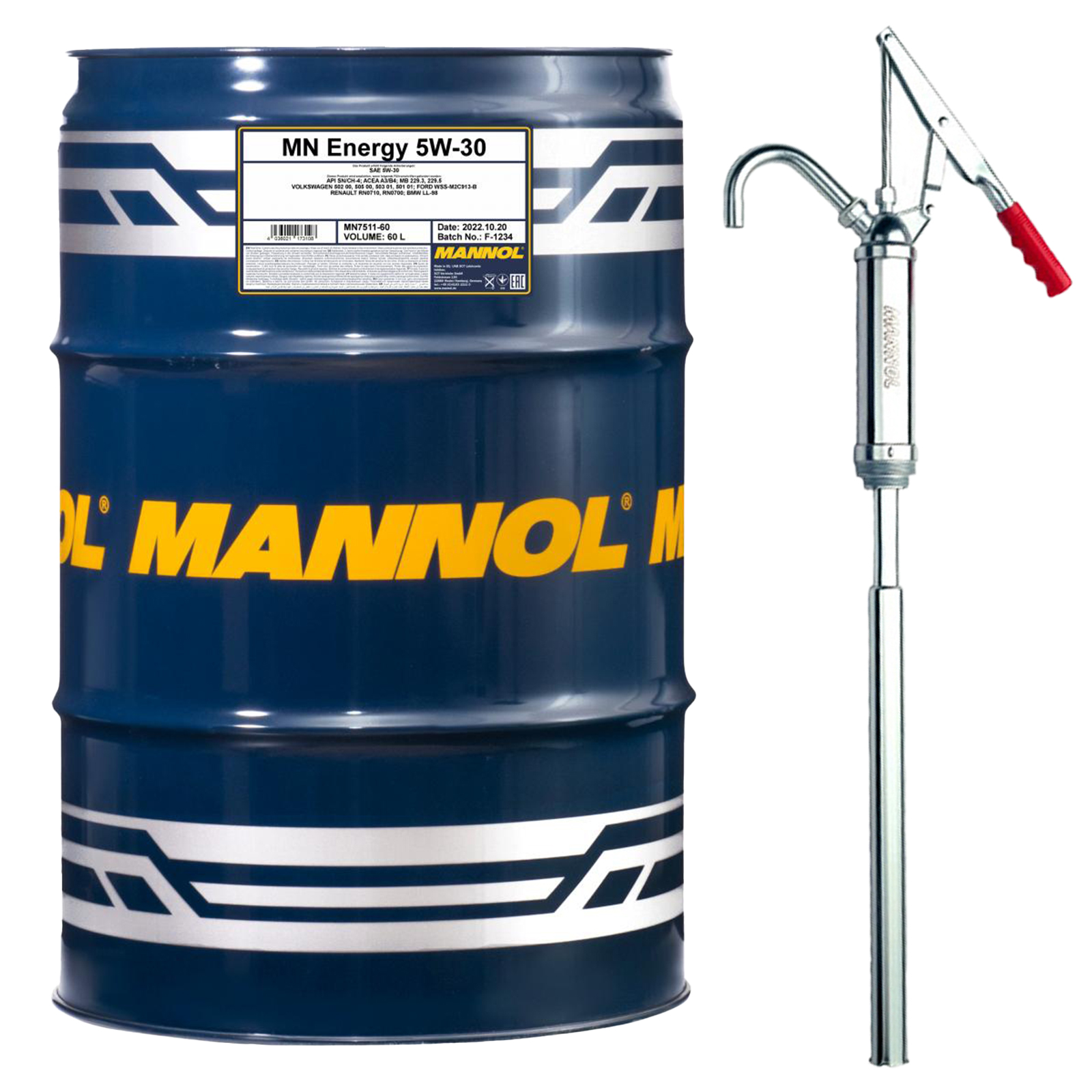 60L Mannol Energy 5W-30 Motoröl Motorenöl VW 502.00 505.00 MB 229.3 + Ölpumpe