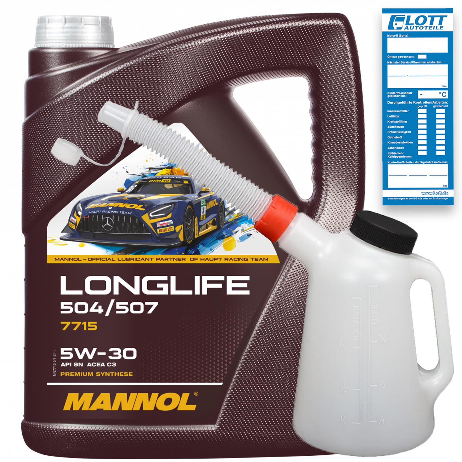 5L Mannol Longlife Öl 5W-30 Motoröl MN7715-5 passend für API SN VW 504.00 507.00 BMW LL-04 MB 229.51 + 1L Einfüllkanne