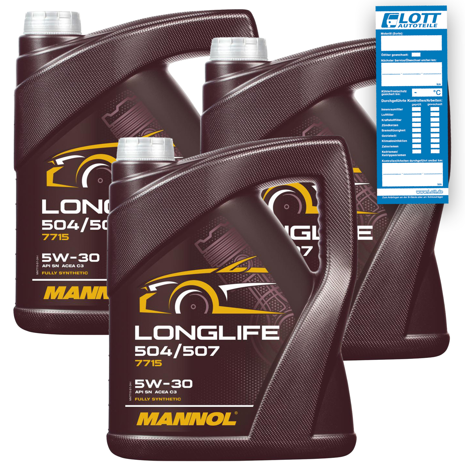3x 5L Mannol Longlife 504/507 Motoröl MN7715-5