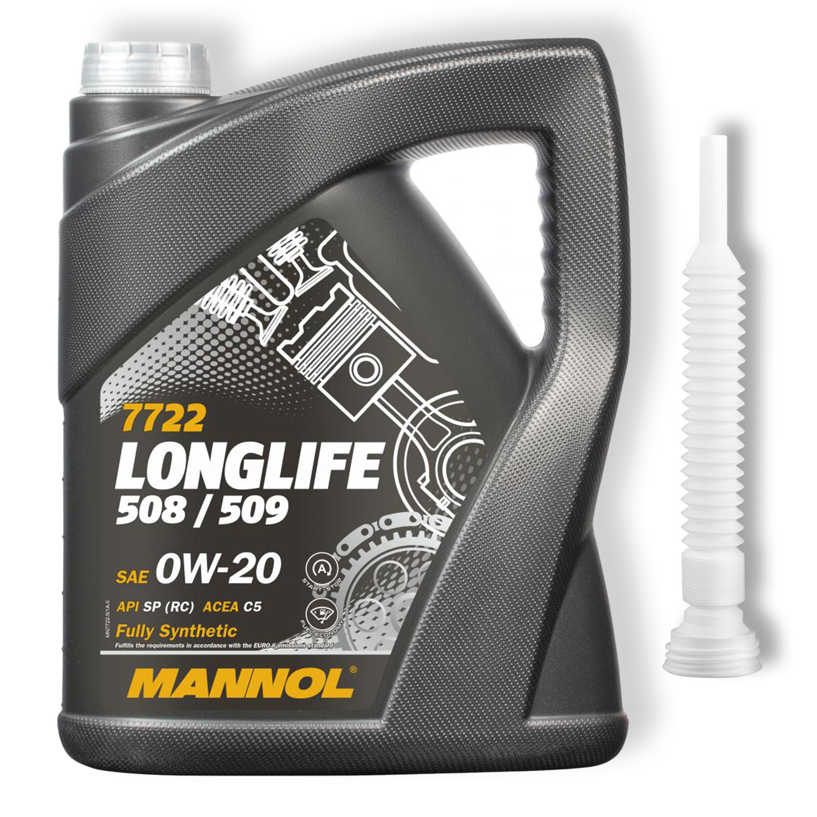 5L Mannol Longlife Motoröl ACEA C5 0W-20 passend für VW 508.00 509.00 MB 229.71 + Schlauch