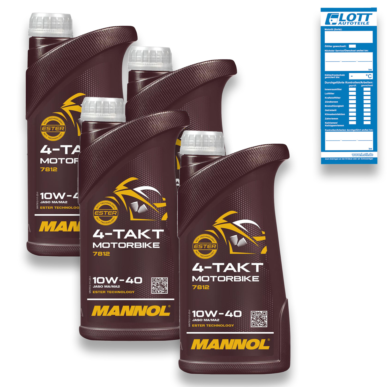 4x 1L Mannol 4-Takt Motor&ouml;l Motorbike Motorrad &Ouml;l 10W-40 API SL JASO MA/MA2