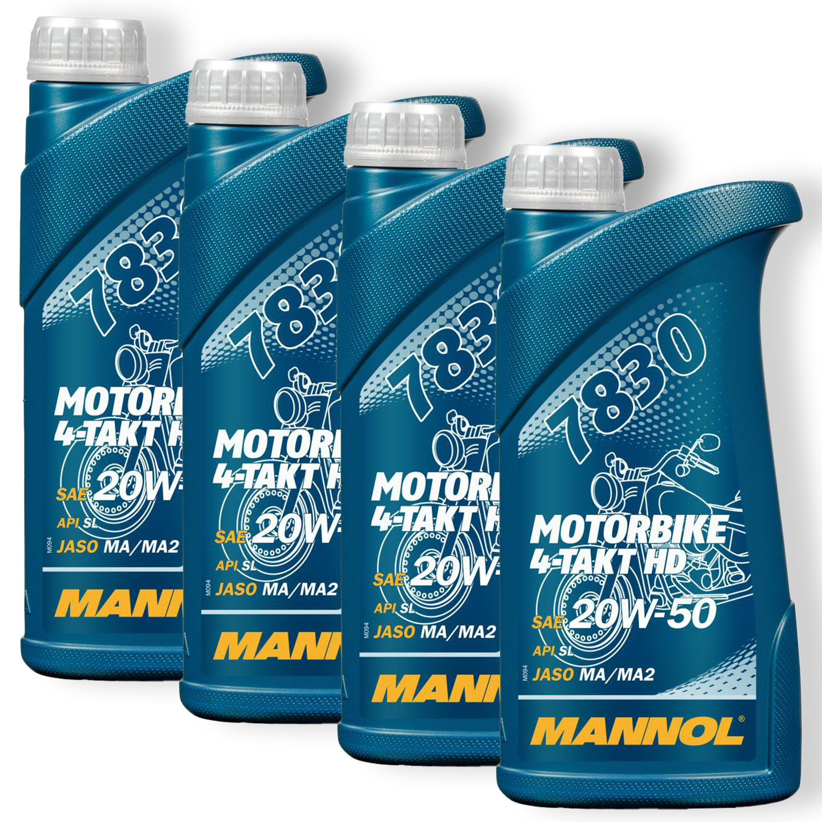 4x 1L Mannol 4-Takt Motorbike 20W-50 HD Motoröl Motorrad Öl JASO MA...