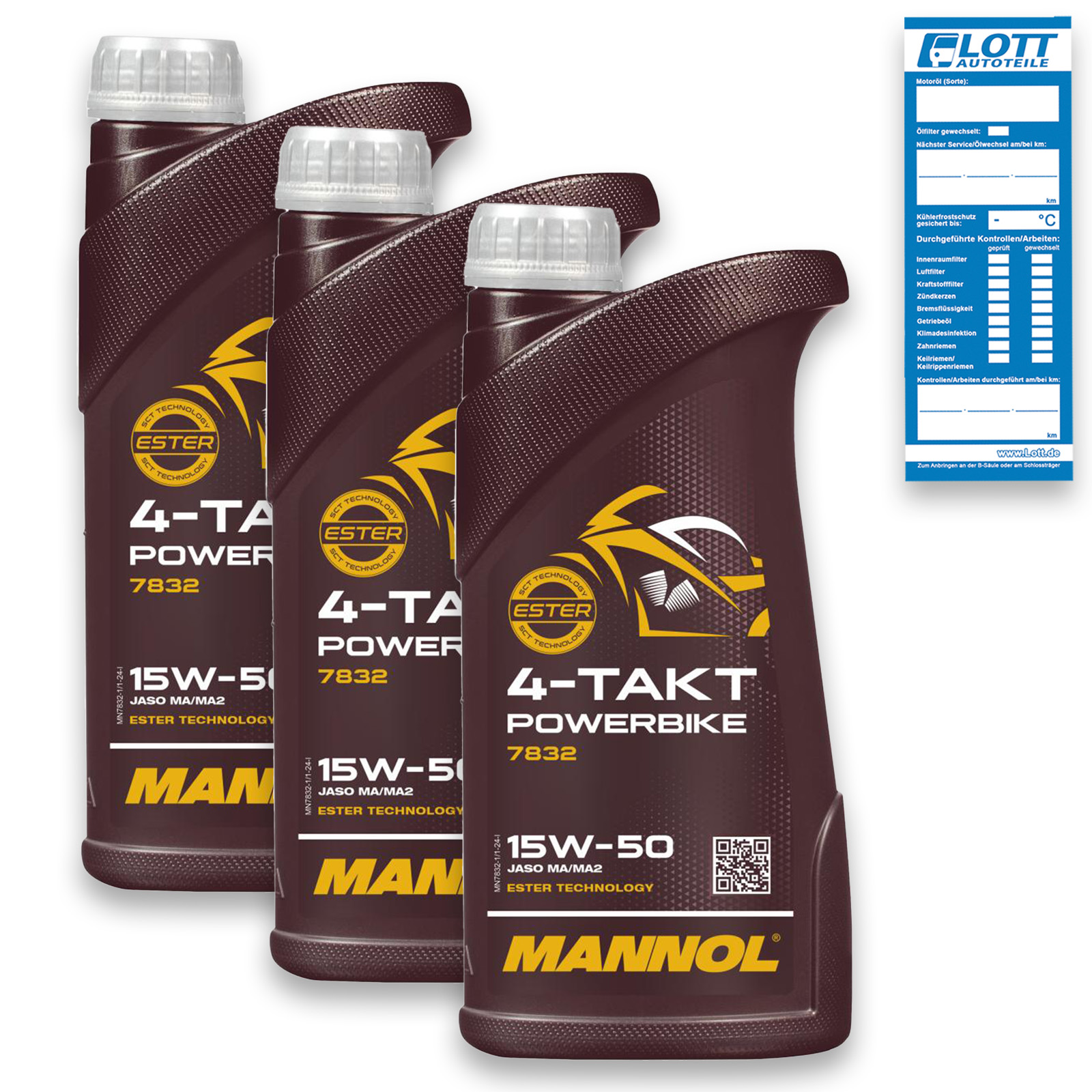 3x 1L Mannol 4-Takt Powerbike 15W-50 Motor&ouml;l Motorrad&ouml;l API SN JASO MA/MA2