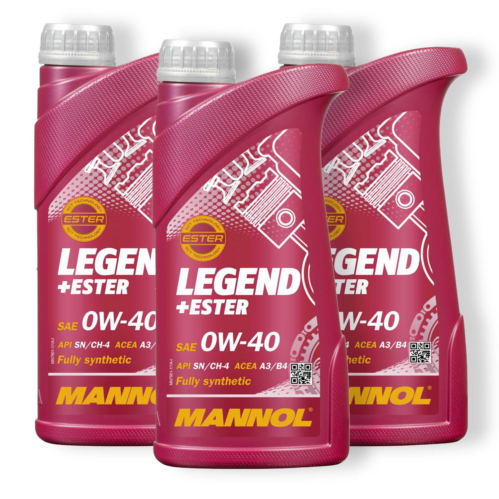 3x 1L Mannol Legend+Ester Motoröl 0W40 passend für BMW LL-04 VW 502...
