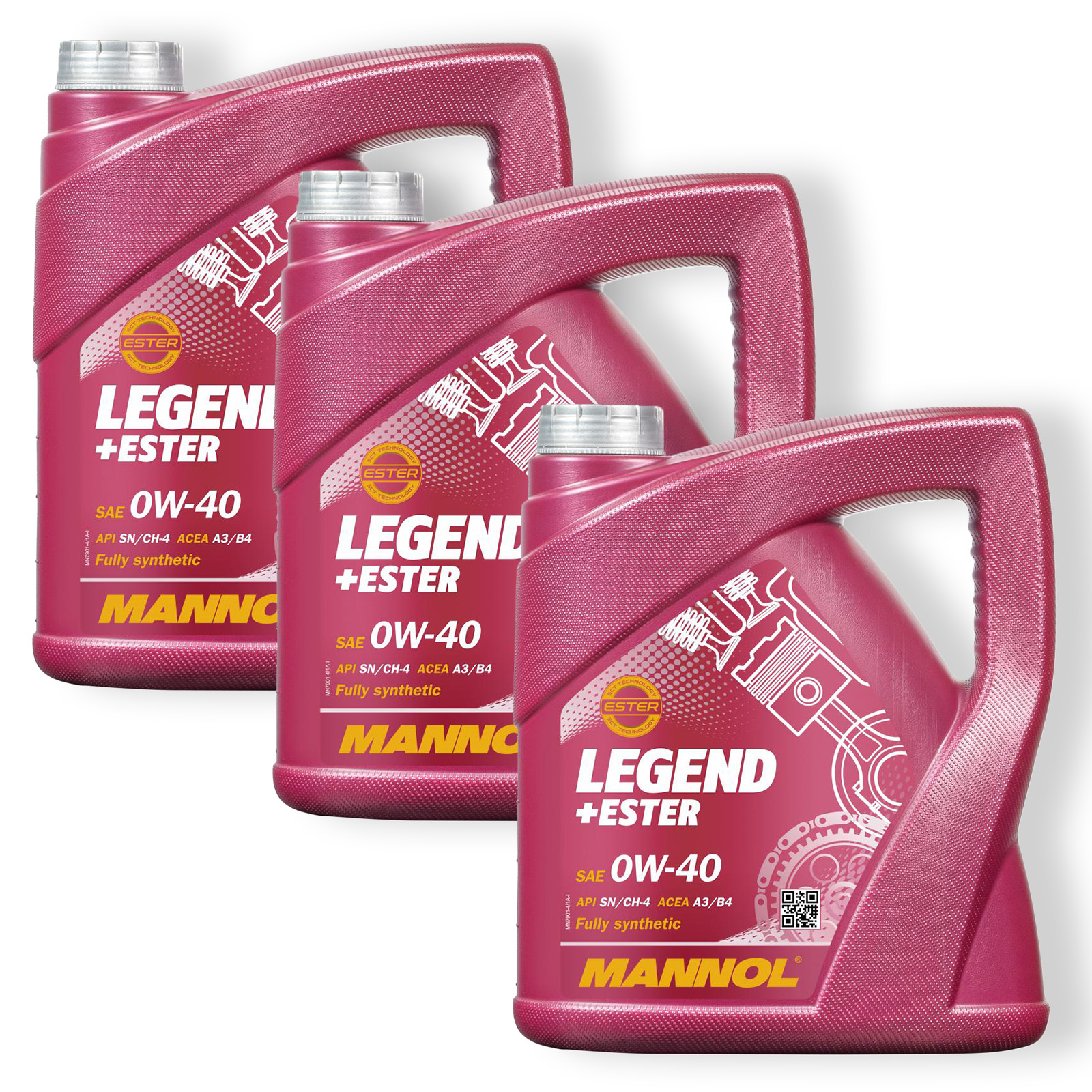 3x 4L Mannol Legend+Ester Motoröl 0W40 passend für BMW LL-04 VW 502...