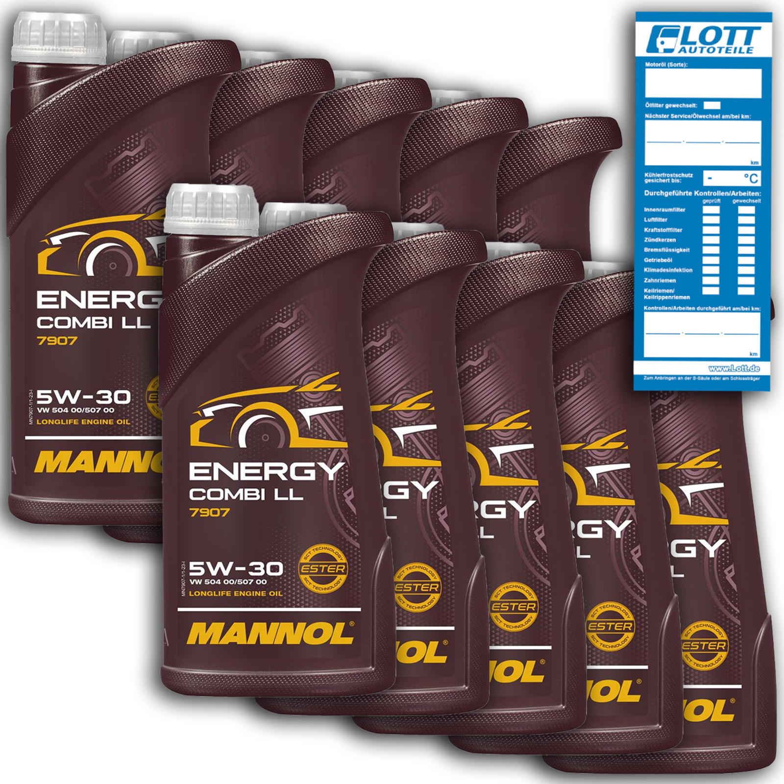 10x 1 Liter L Motoröl Öl MANNOL ENERGY COMBI LL 5W-30 API SN passend für BMW LL-04 VW 504 507