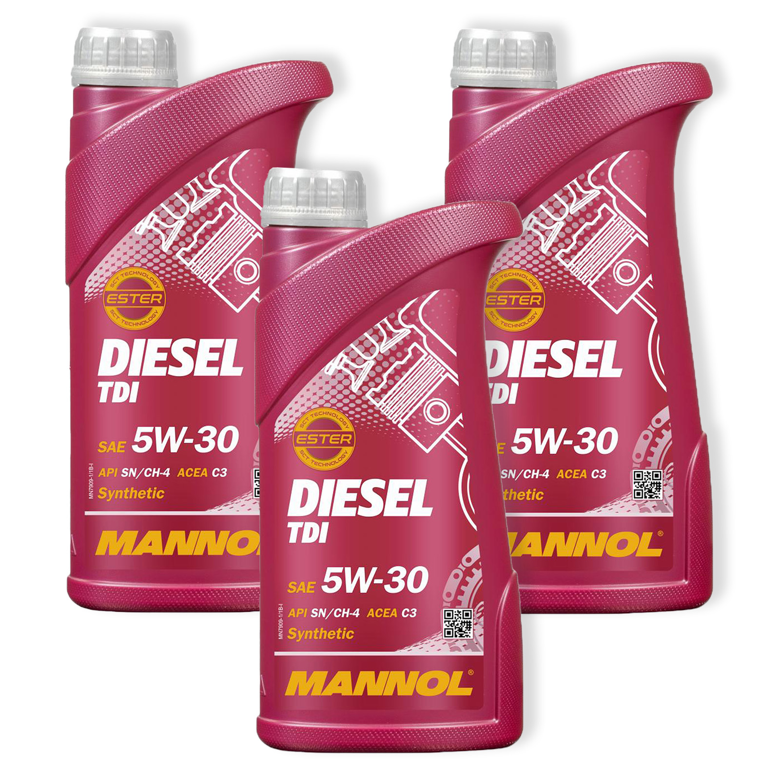3x 1L Mannol Motoröl Diesel TDI 5W-30 Motorenöl passend für AP...