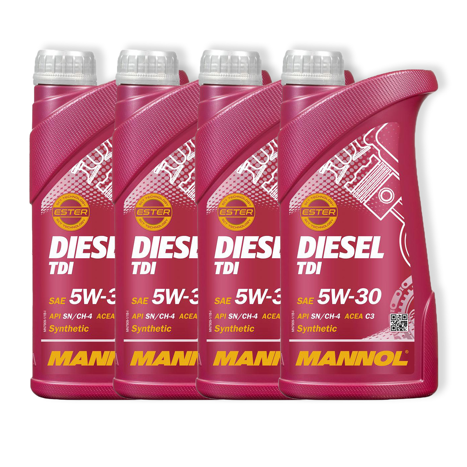 4x 1L Mannol Motoröl Diesel TDI 5W-30 Motorenöl passend für AP...