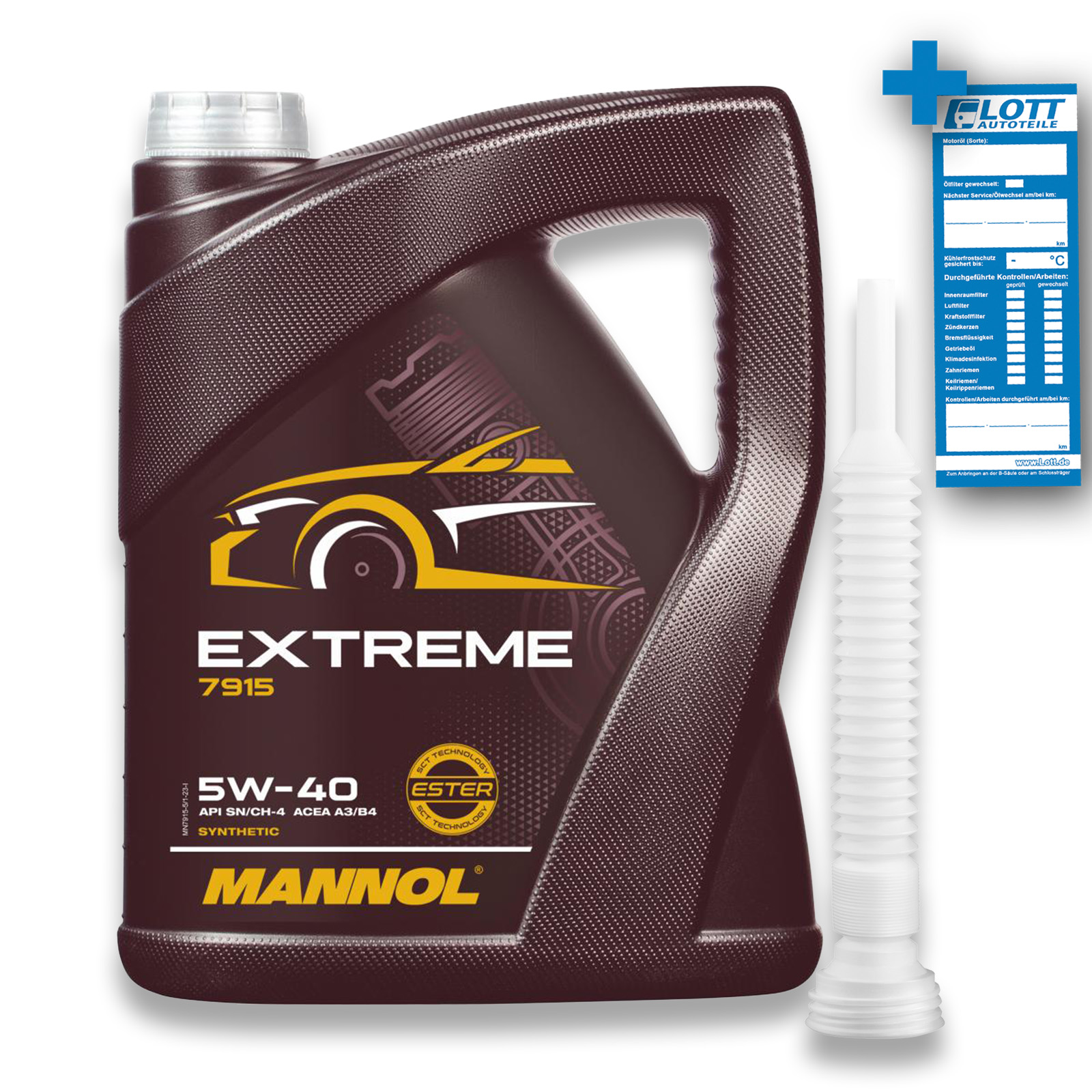 5L Mannol Extreme Motor&ouml;l 5W-40 passend f&uuml;r f&uuml;r MB VW OPEL RENAULT PORSCHE + Auslaufschlauch