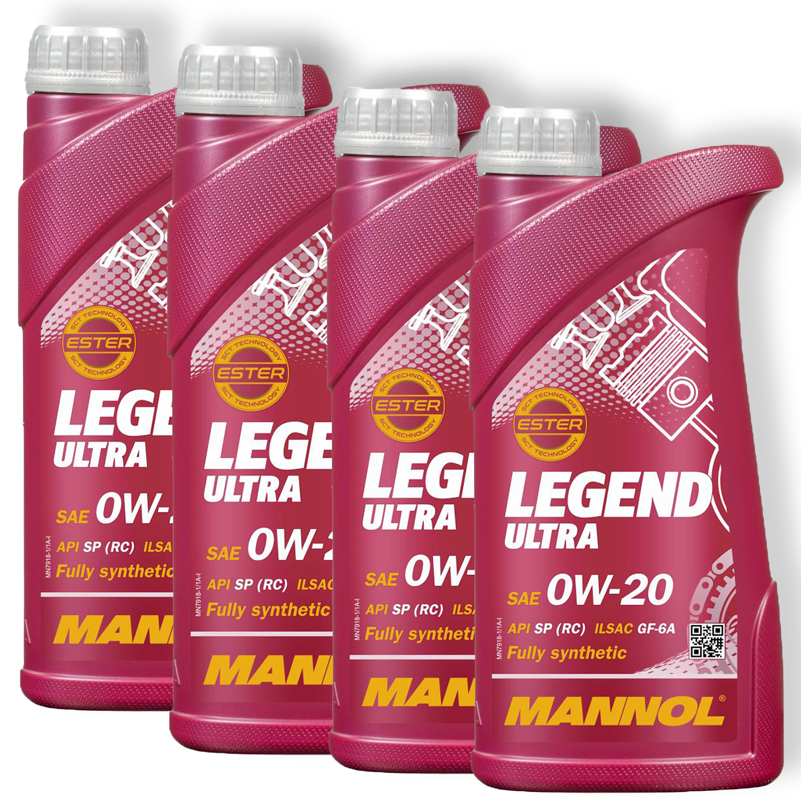 4x 1L Mannol Legend Ultra 0W-20 Motoröl API SP (RC) passend für GM ...
