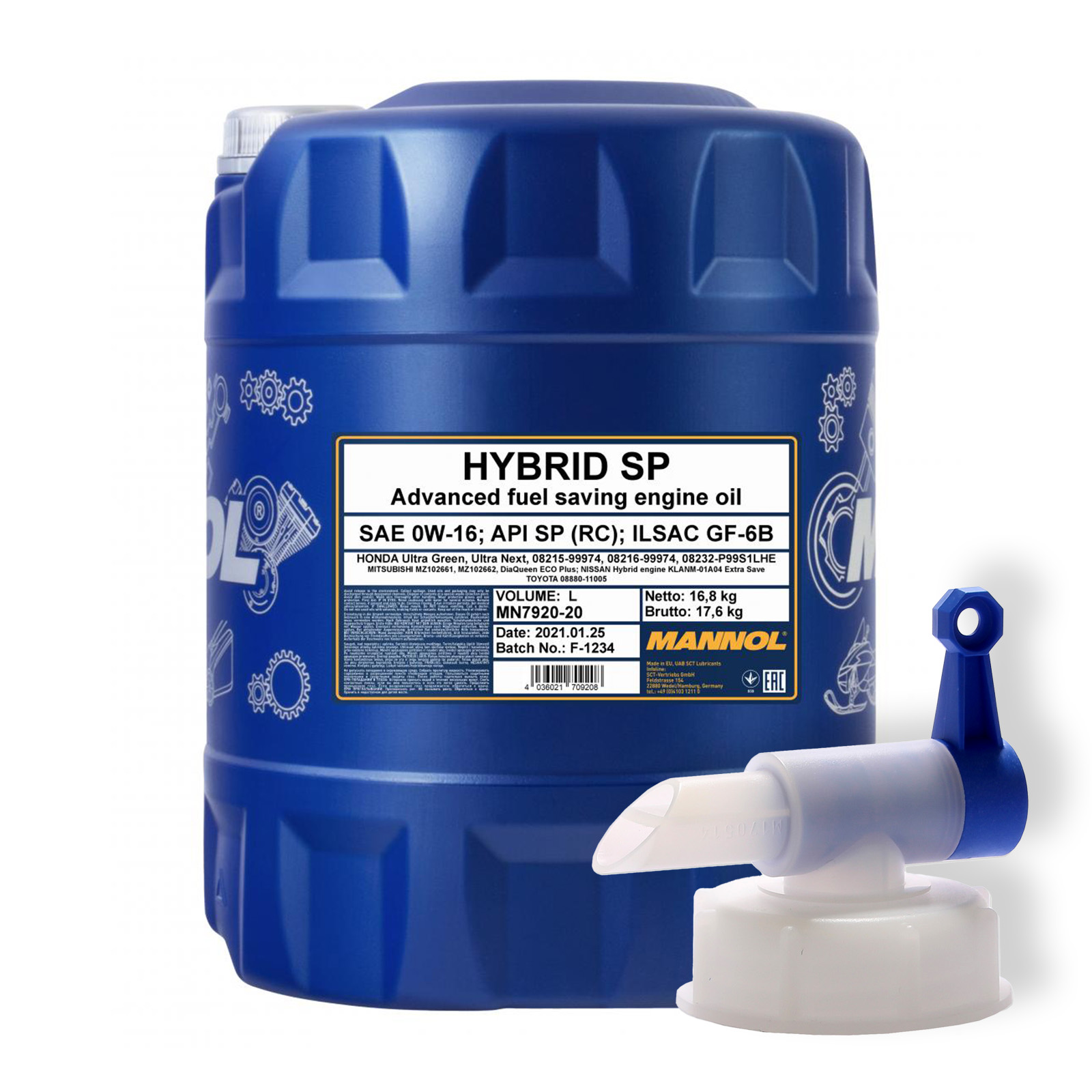 20L Mannol Hybrid Motoröl SP 0W-16 API SP RC ILSAC GF-6B Motorenöl ...