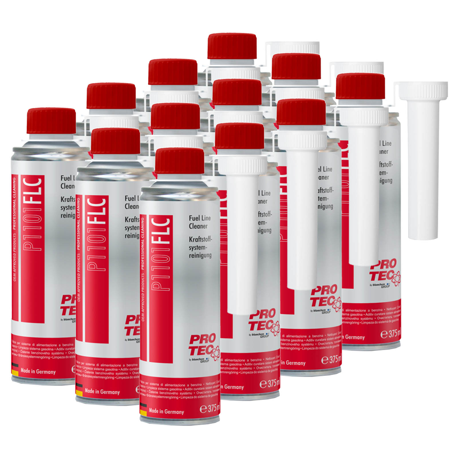 12x 375ml PRO-TEC P1101 Kraftstoffsystemreinigung Benzin Fuel Line Cleaner