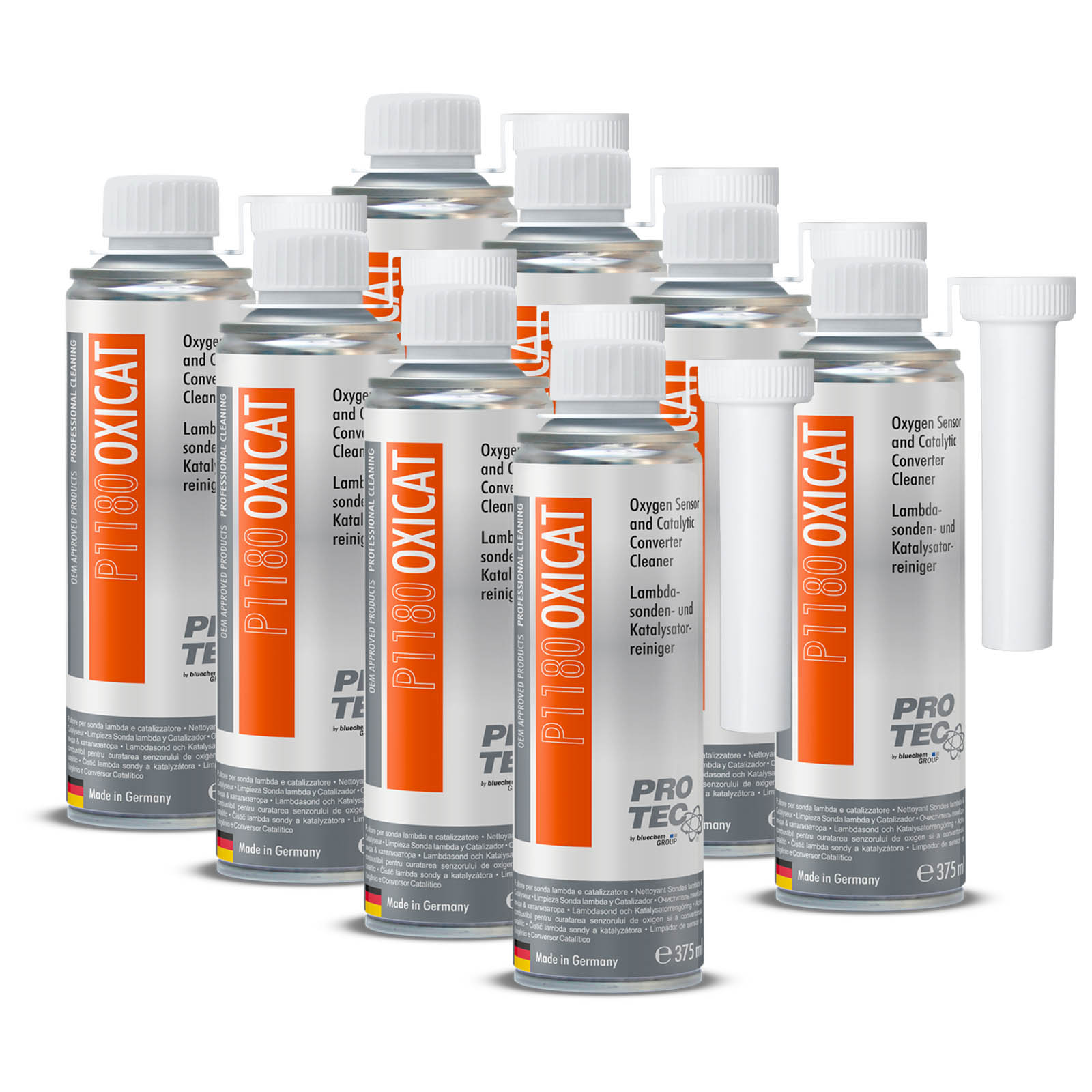 8x 375 ml Pro‑Tec OXICAT Hochleistungs‑Katalysator‑ & Lambdasonden‑Reiniger