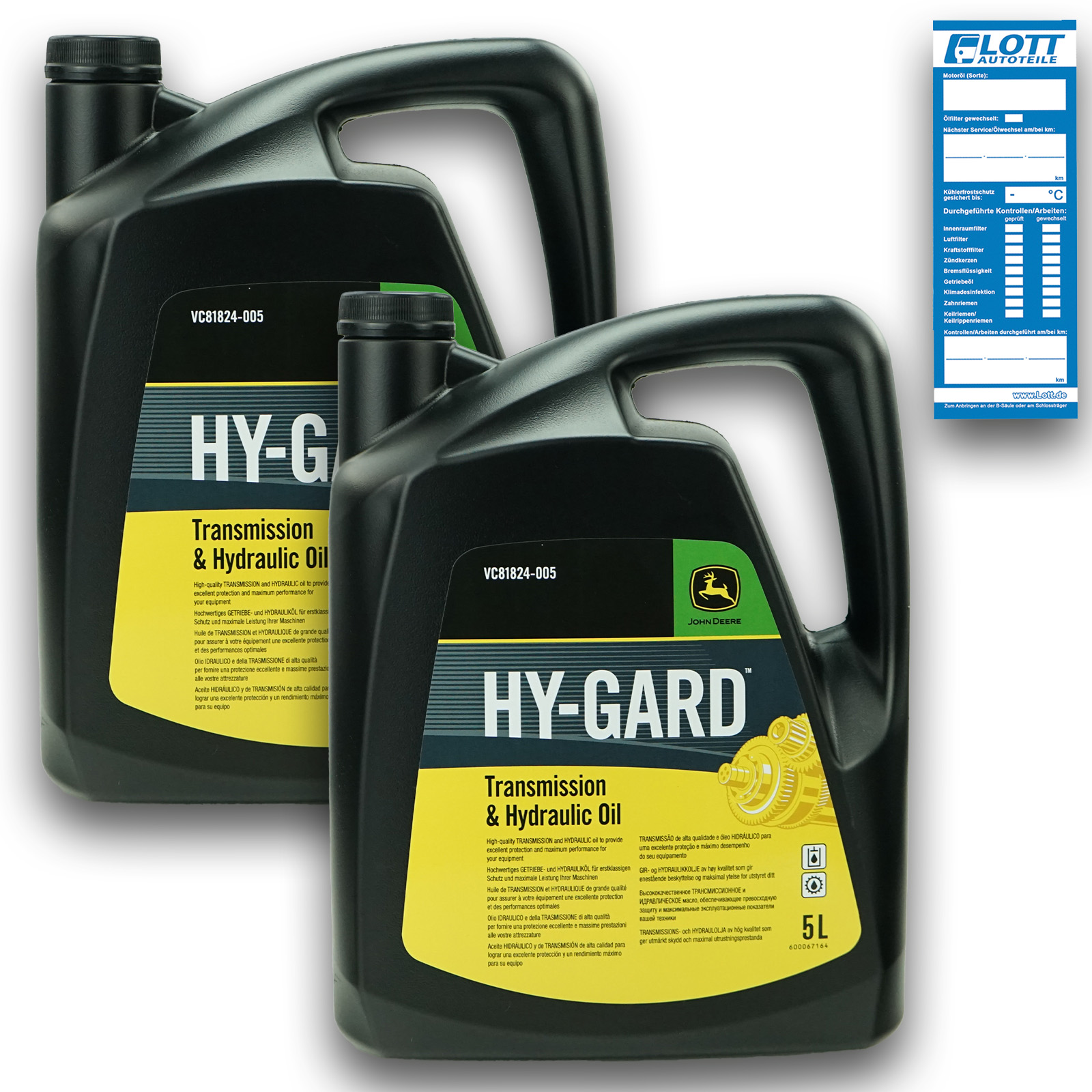 2x 5L Original John Deere Hy-Gard UTTO Getriebe- & Hydrauliköl JDM J...