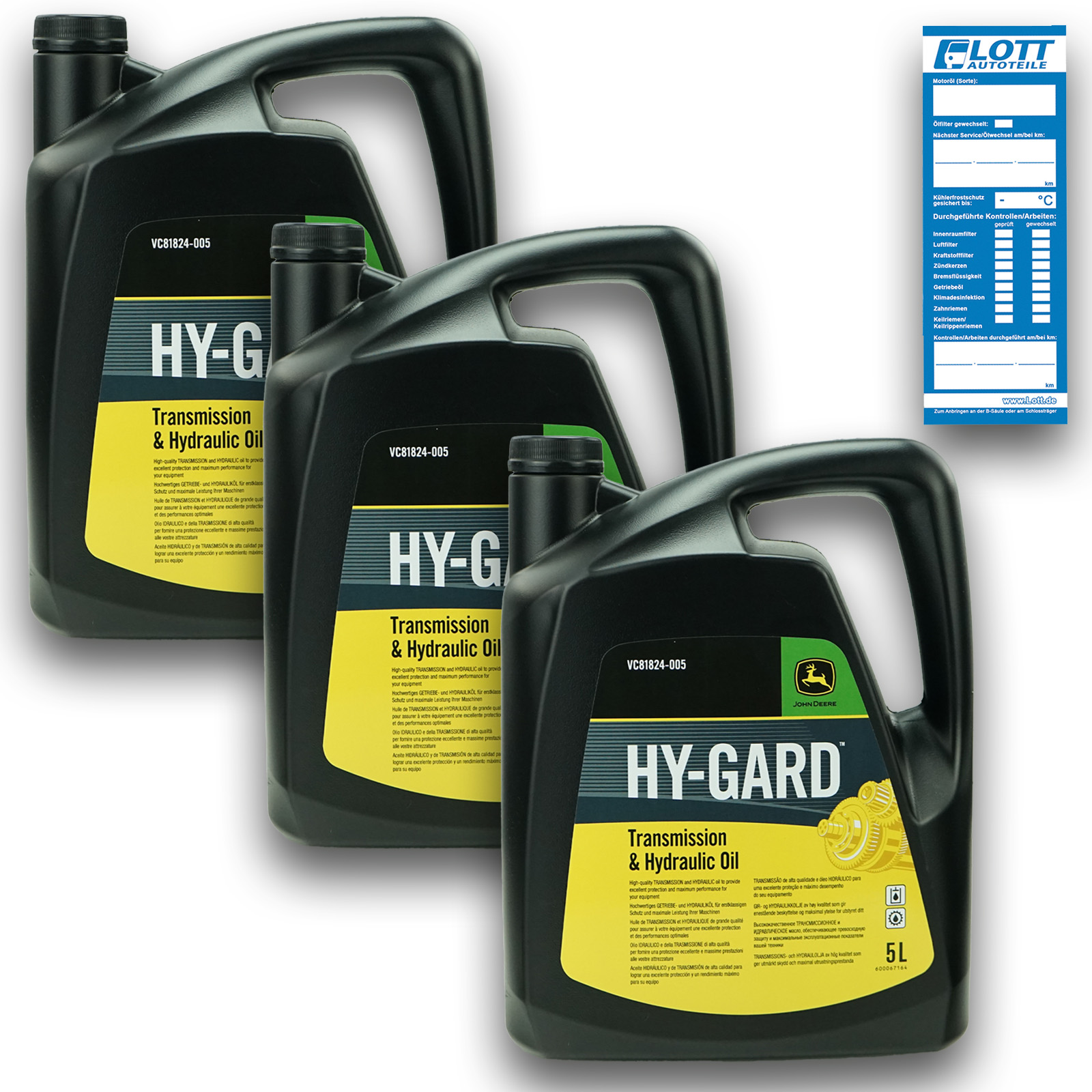 3x 5L Original John Deere Hy-Gard UTTO Getriebe- & Hydrauliköl JDM J...