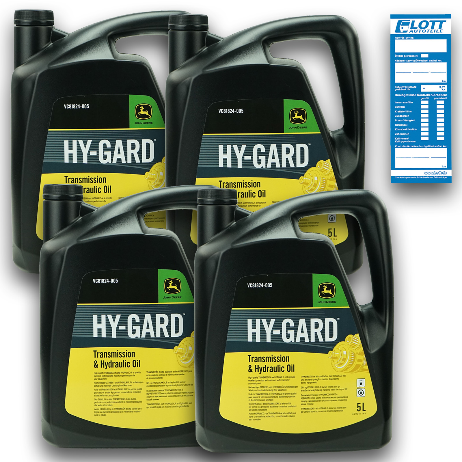 4x 5L Original John Deere Hy-Gard UTTO Getriebe- & Hydrauliköl JDM J...