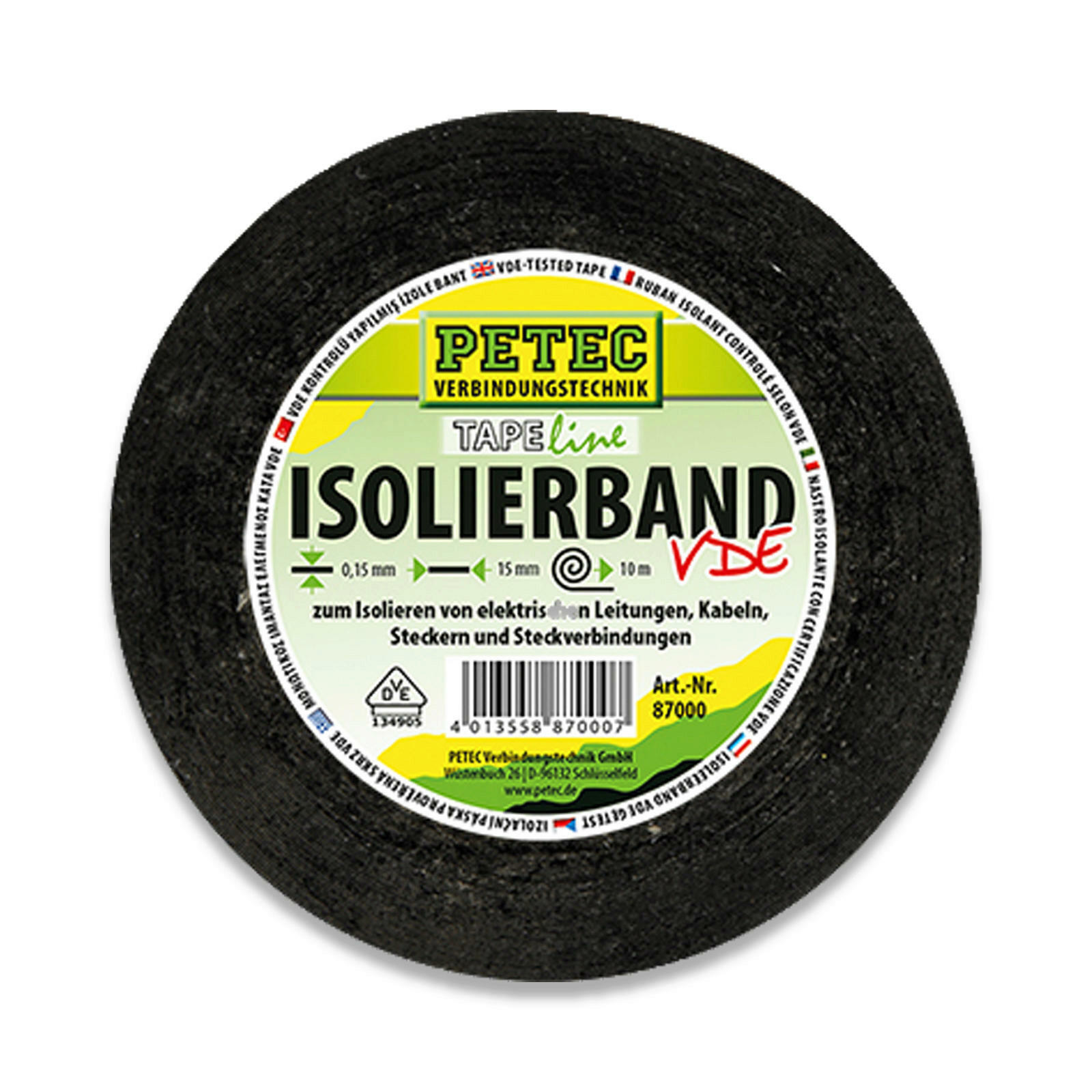 PETEC Isolierband in schwarz 10m x 15mm