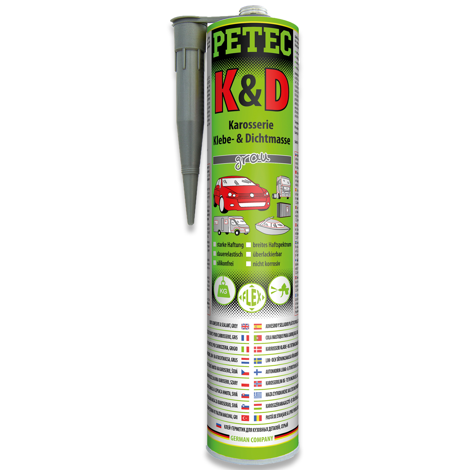 PETEC K & D Karosserie Klebe- und Dichtmasse grau 310ml