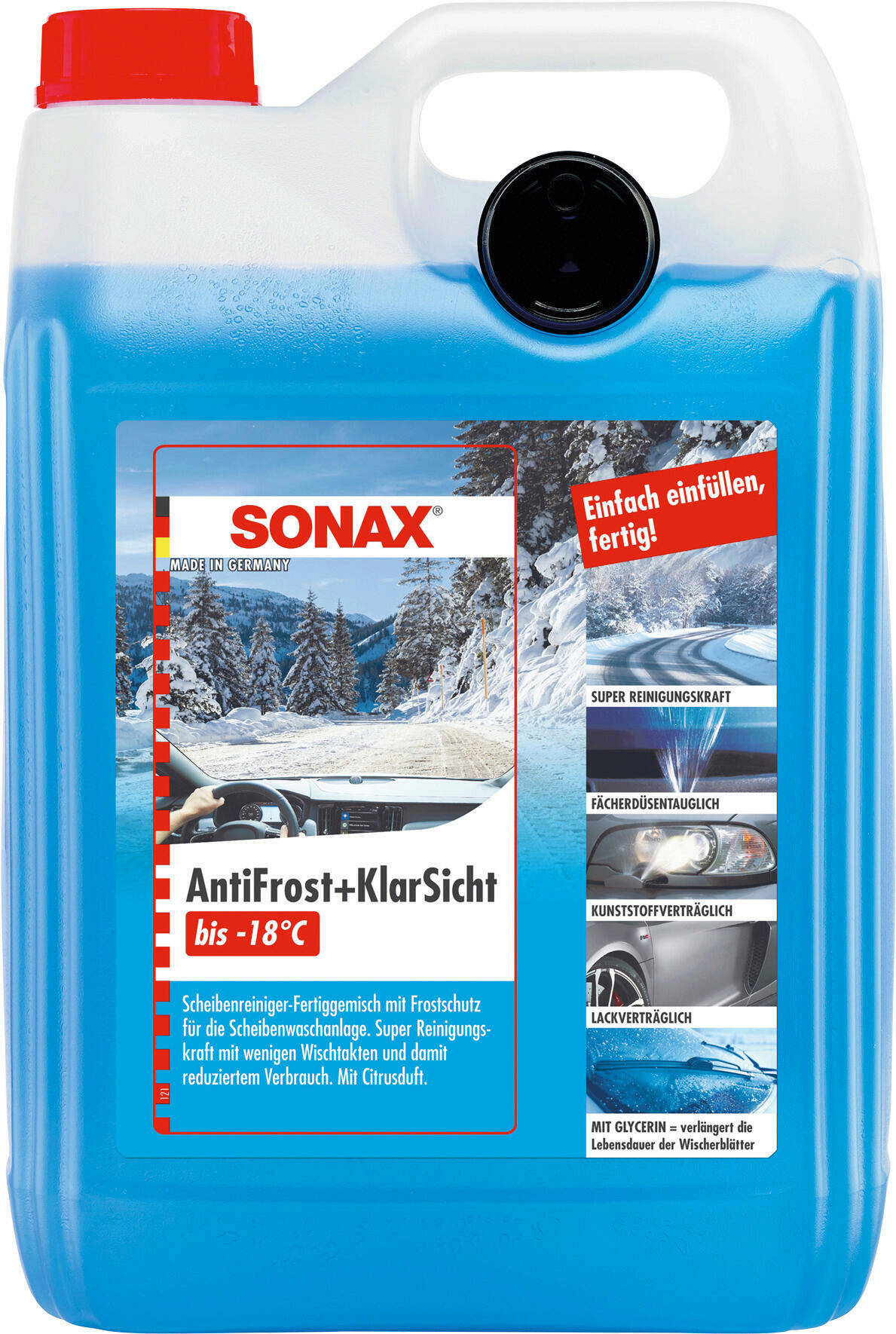 2x 5l SONAX Scheibenfrostschutz AntiFrost+KlarSicht bis -18°C Citrus 5l