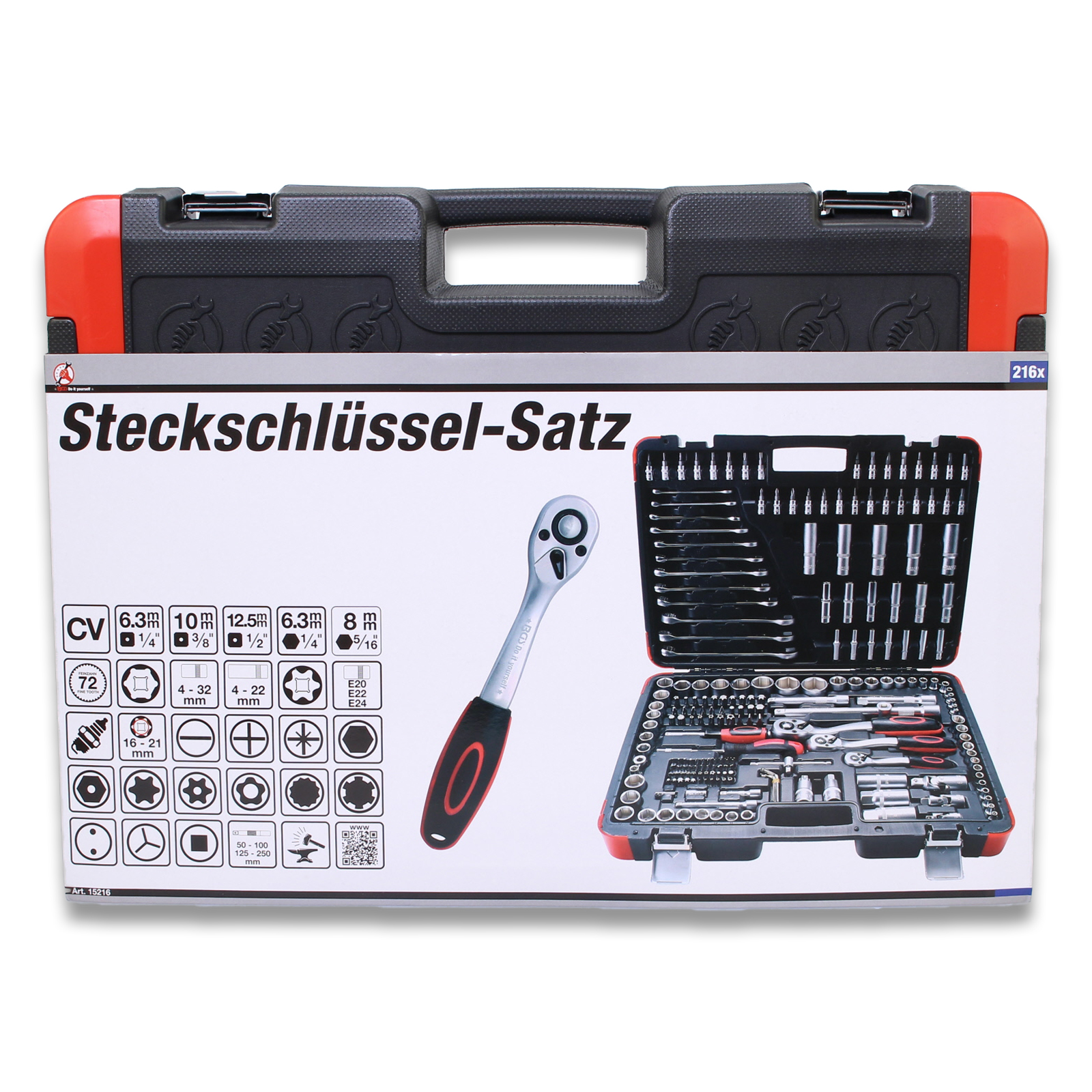 Steckschlüssel-Satz | Antrieb 6,3 mm (1/4") / 10 mm (3/8") / 12,5 mm (1/2") | 216-tlg.