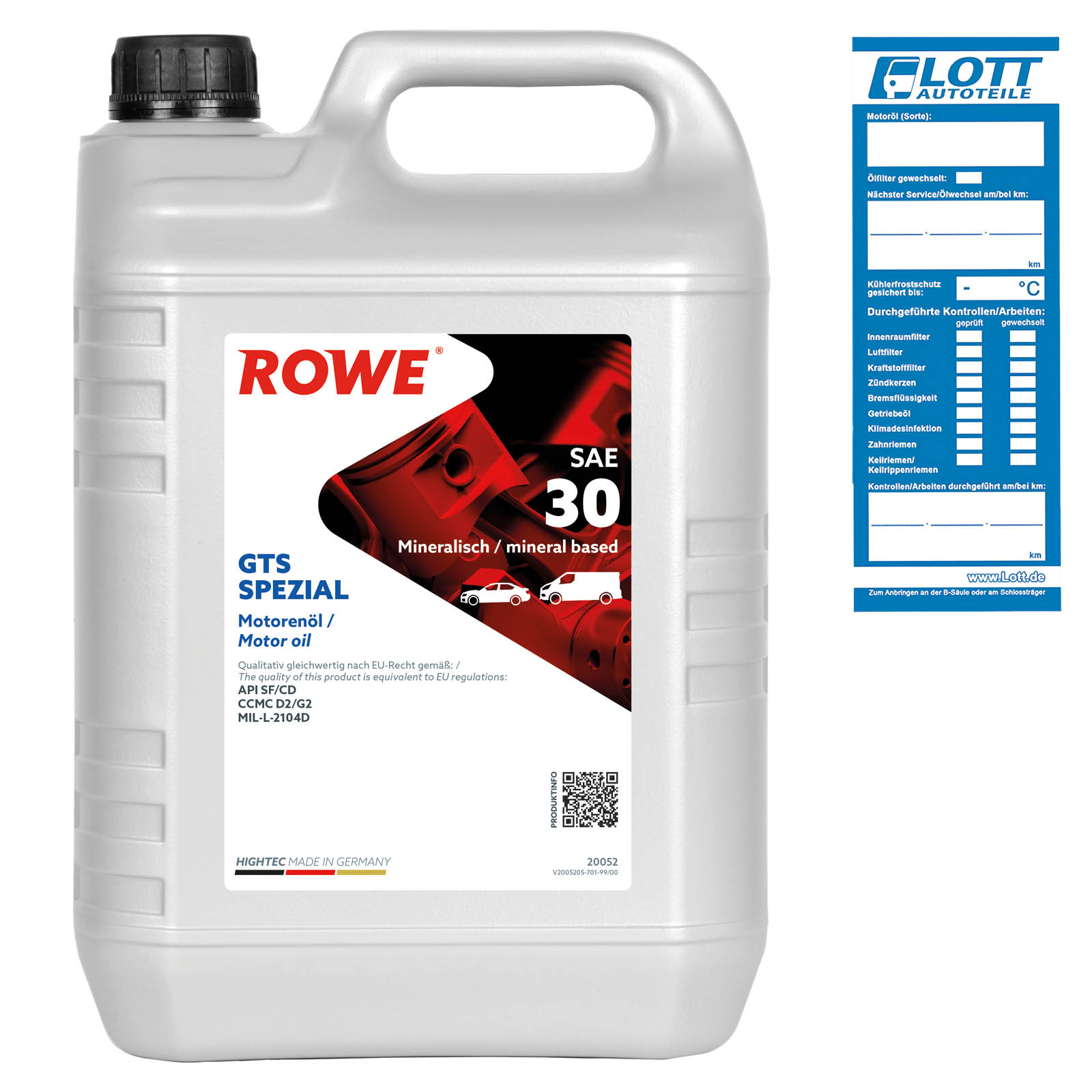 ROWE Motoröl 5L Liter HIGHTEC GTS SPEZIAL SAE 30