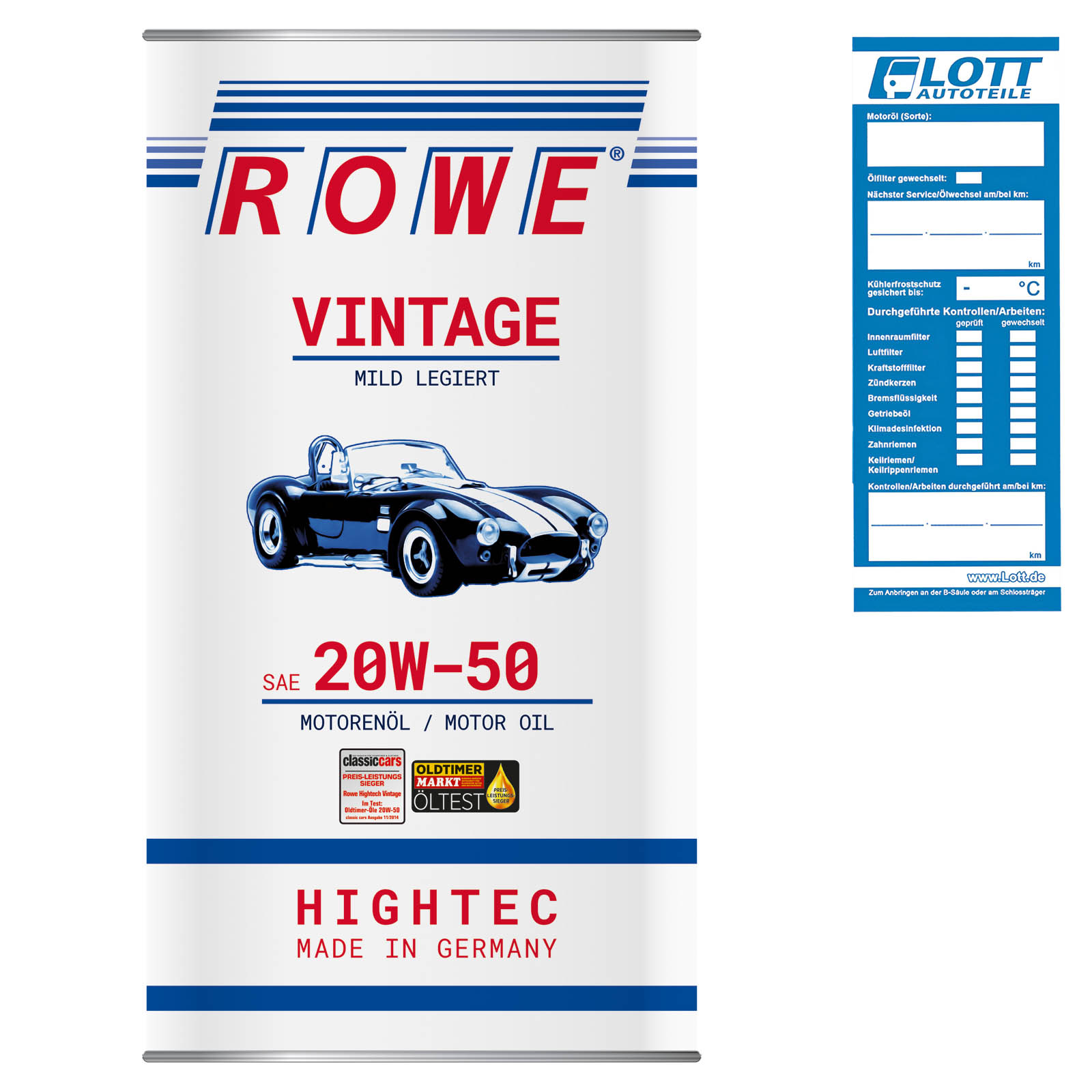 ROWE Motoröl 5 L Liter HIGHTEC VINTAGE SAE 20W-50 MILD LEGIERT