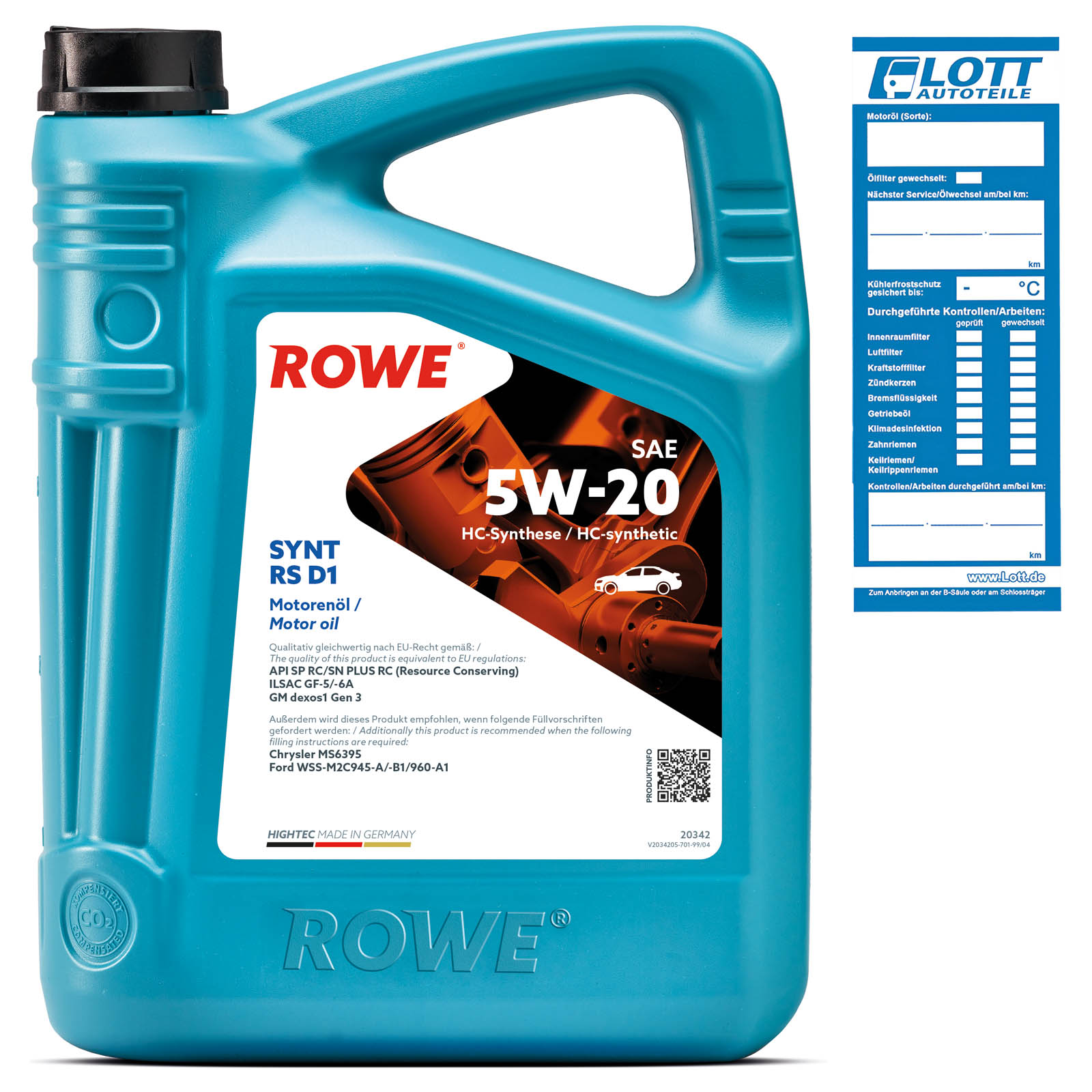 ROWE Motoröl 5L Liter HIGHTEC SYNT RS D1 SAE 5W-20