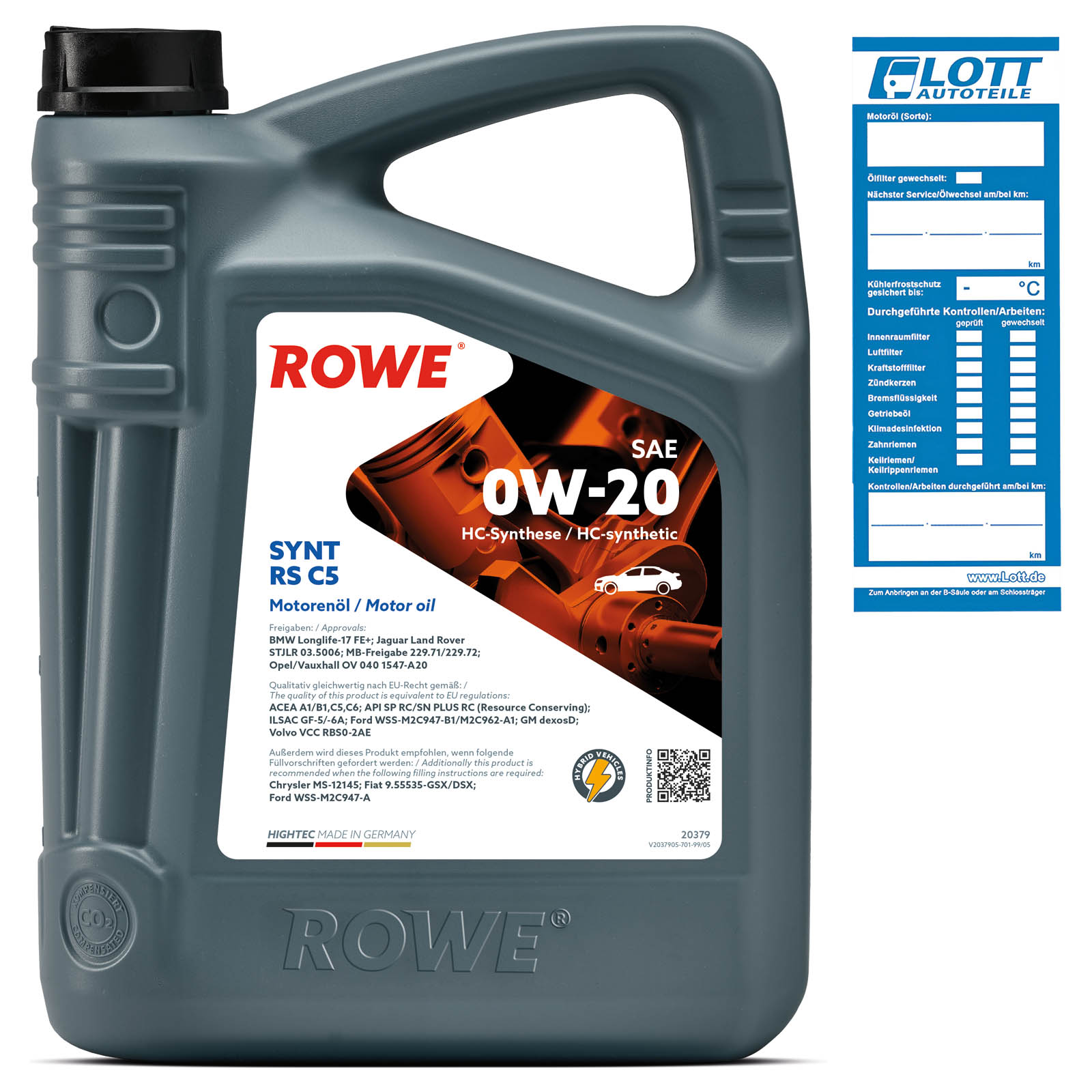 5L ROWE HIGHTEC SYNT RS C5 SAE 0W-20 Motoröl