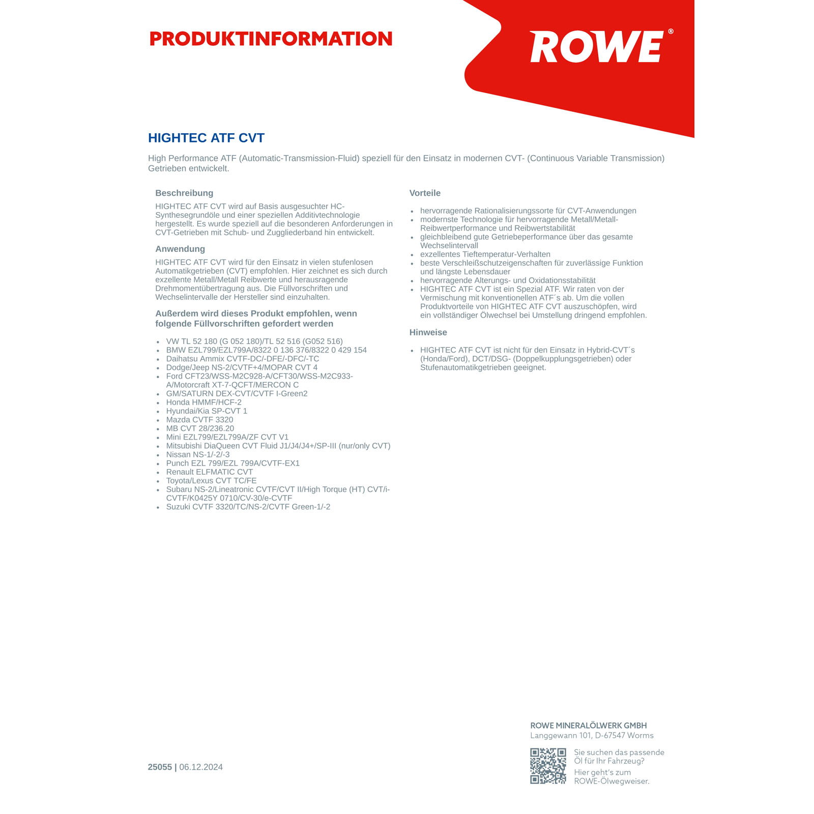5L ROWE HIGHTEC ATF CVT Getriebeöl Automatikgetriebeöl
