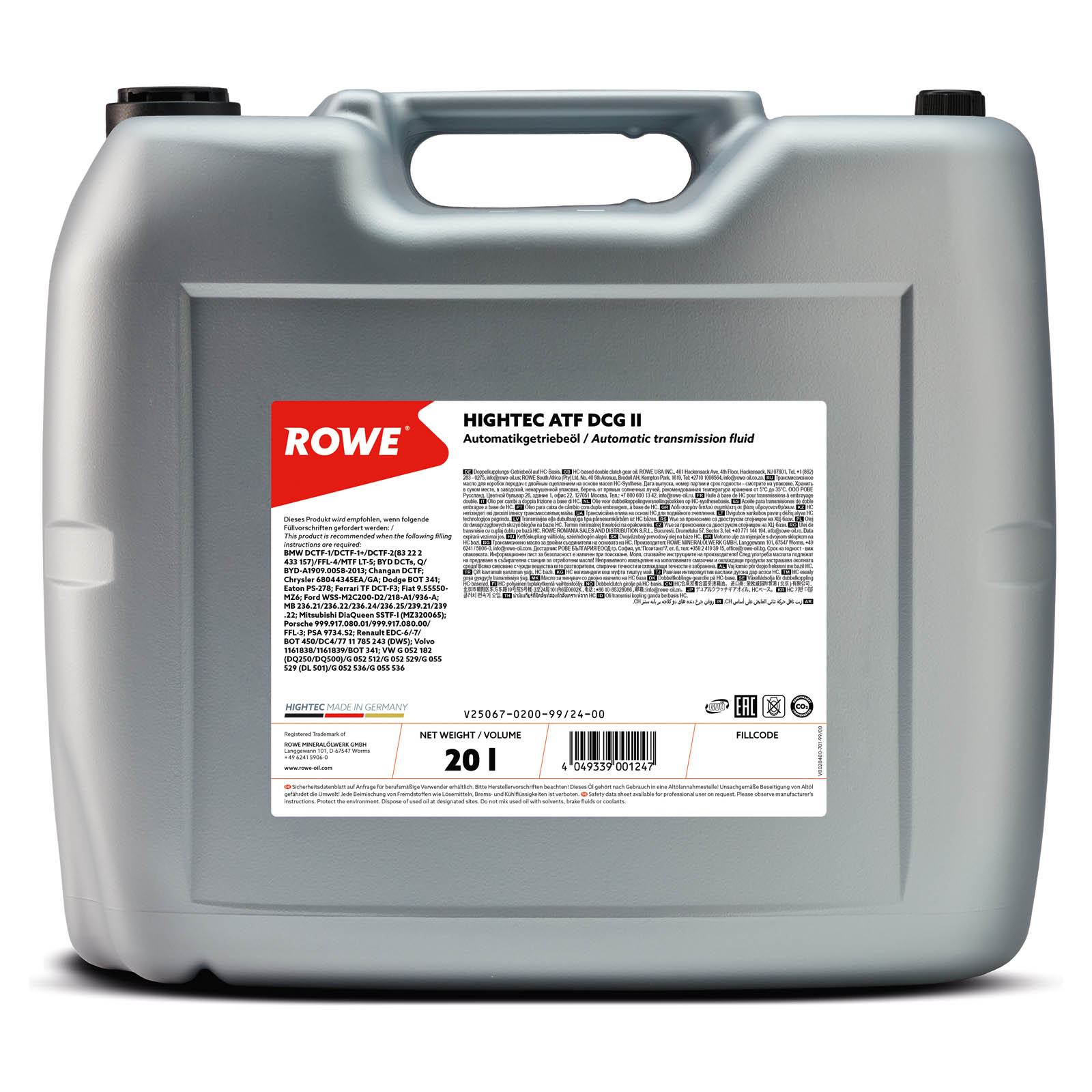 20L ROWE HIGHTEC ATF DCG II Doppelkupplungsgetriebeöl Getriebeöl VW G 052 182