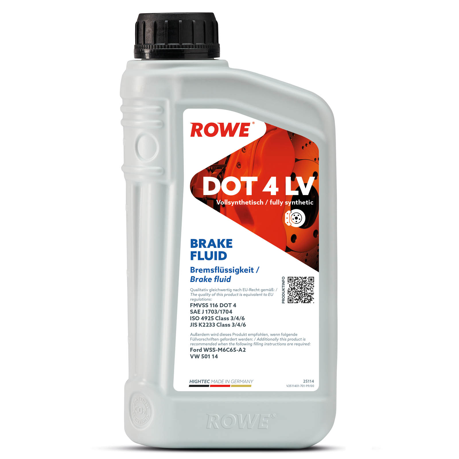 1L ROWE HIGHTEC BRAKE FLUID DOT 4 LV Bremsflüssigkeit
