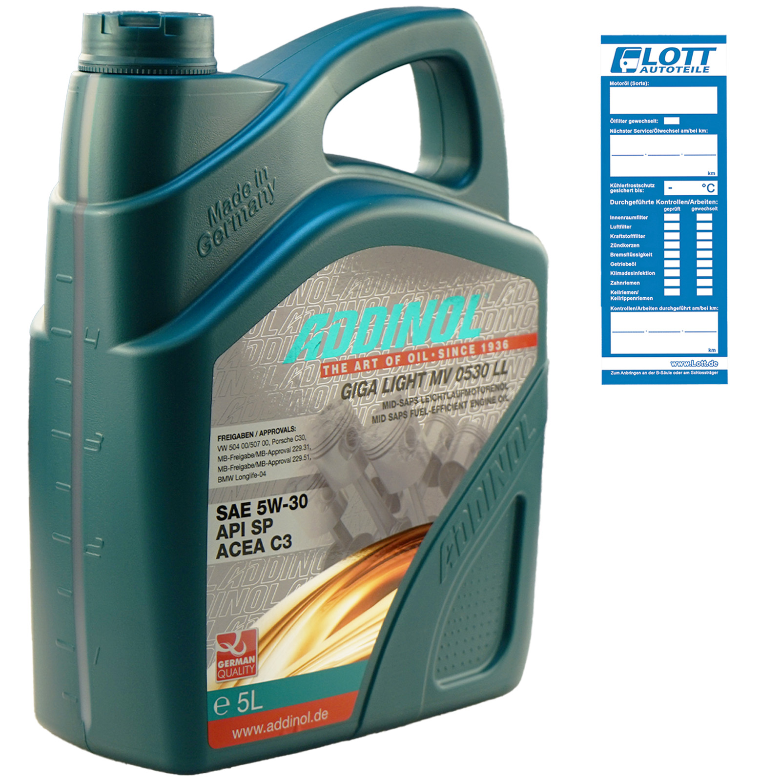 5L ADDINOL GIGA LIGHT MV 5W-30 Motoröl ACEA C3 passend für BMW LL 0...