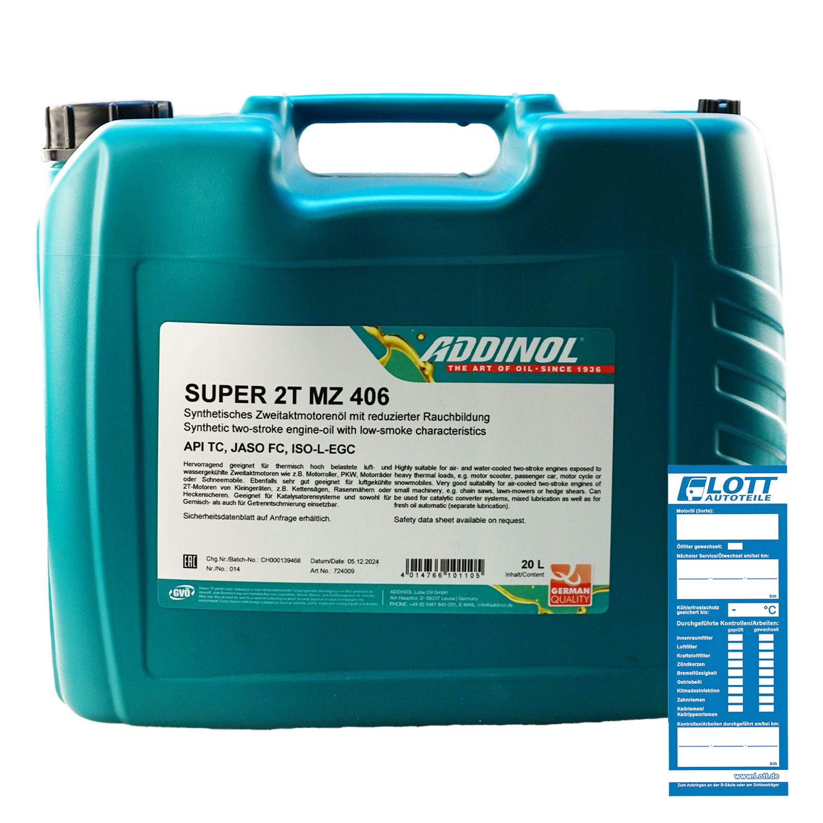 20L ADDINOL Motoröl 2-Takt Super 2T MZ 406 Low Smoke API TC ISO L-EGC JASO FC