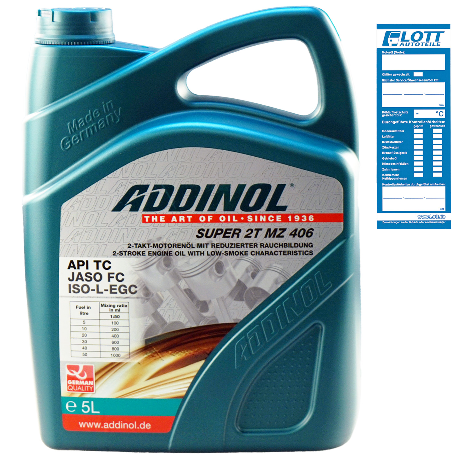 5L ADDINOL Motoröl 2-Takt Super 2T MZ 406 Low Smoke API TC ISO L-EGC JAS...