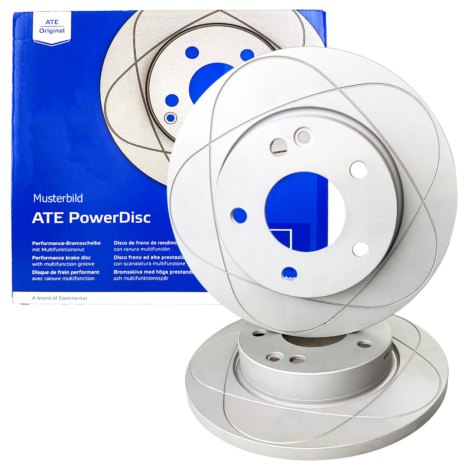 2x ATE Powerdisc Bremsscheiben Ø239mm + Beläge vorne passend für Ford KA 1.3 RB