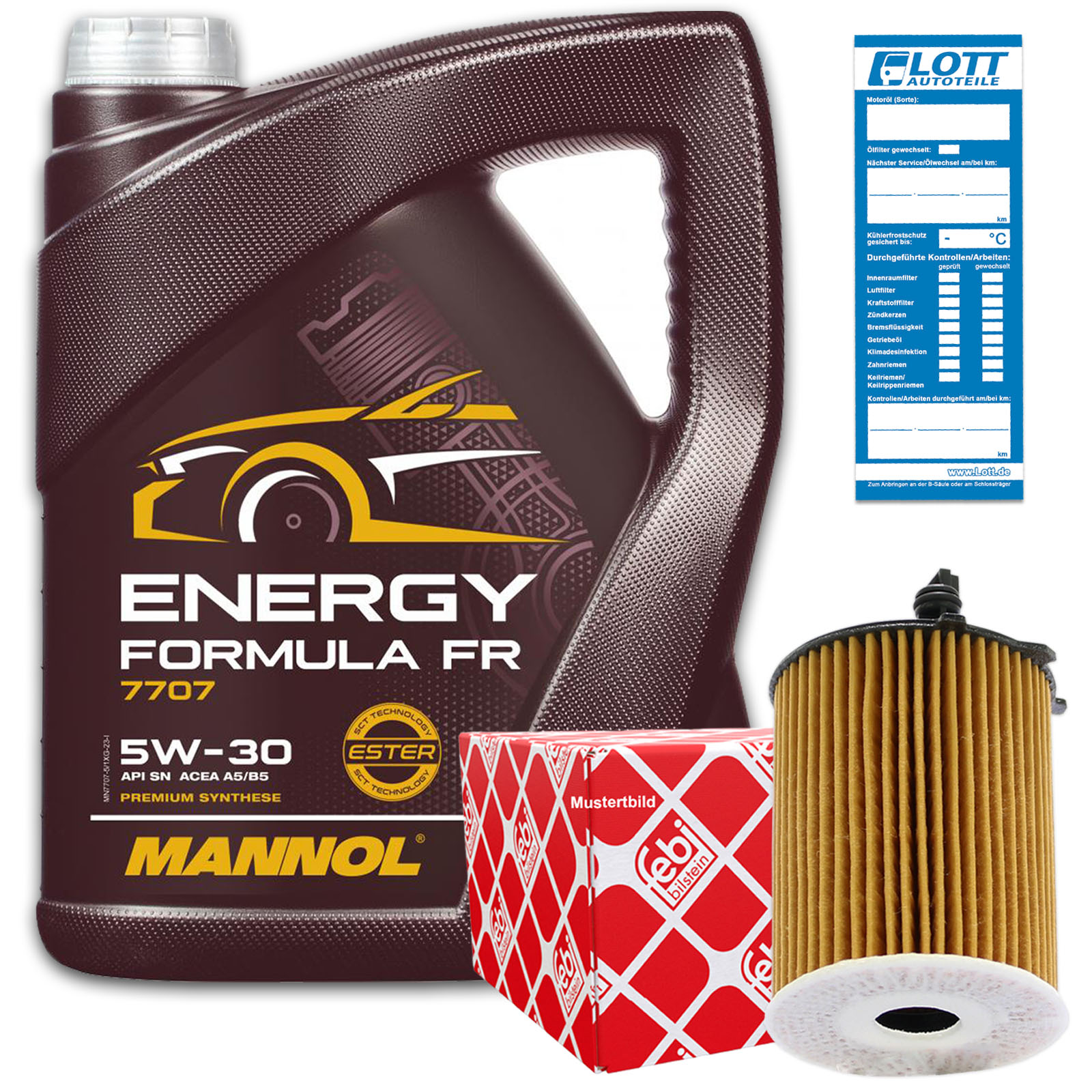 FEBI &Ouml;lfilter + 5L Mannol Formula FR Motor&ouml;l passend f&uuml;r Ford WSS-M2C913 Volvo Fiat