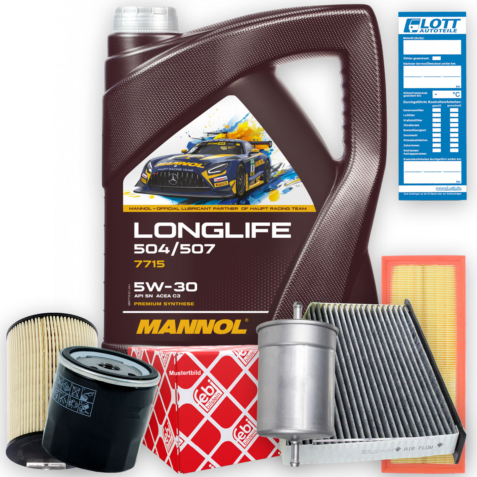 FEBI Filter + 5L Mannol Longlife 5W-30 Motoröl API SN VW 504.00 507.00 BMW LL-04